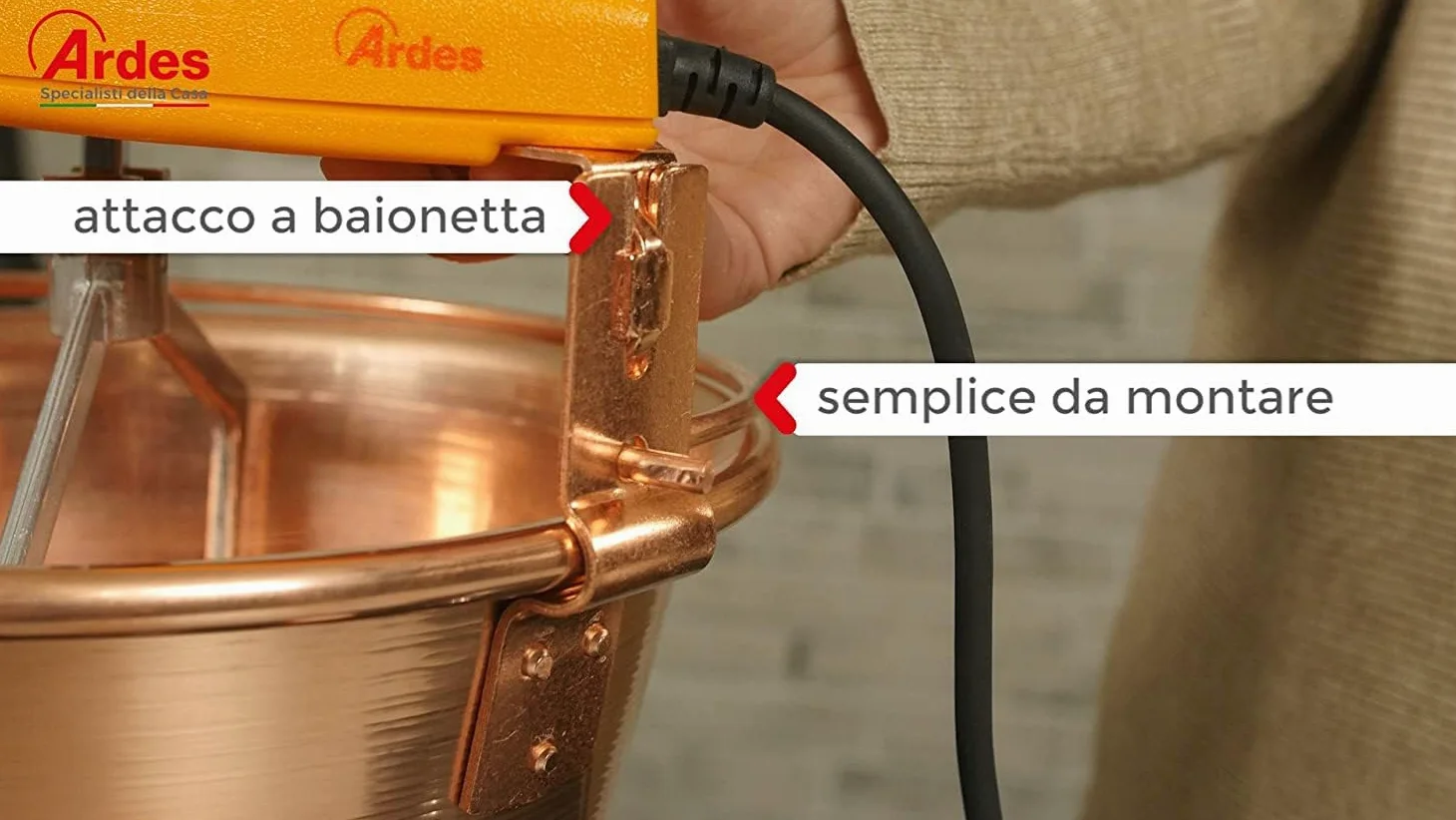 Briconess.com Paiolo elettrico in rame mescolatore per polenta e marmellate Ardes