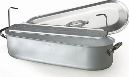 Pentole Agnelli ALMA11870 Pesciera con 2 Maniglie Inox più Griglia e Coperchio, Alluminio Professionale 3 mm, 70 cm