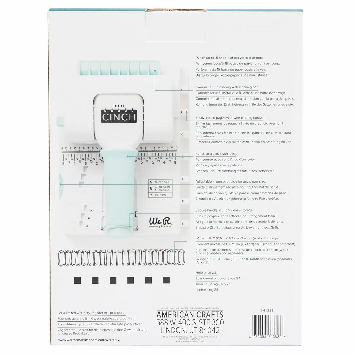 We R Memory Keepers Mini Cinch Bookbinding Machine Binding Tool, Altro Materiale, Bianco, OS