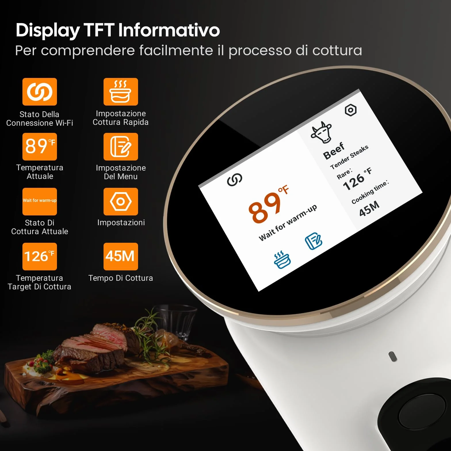 INKBIRD Wifi Sous Vide Roner 1000W 0-90℃ Cottura Bassa Temperatura TFT