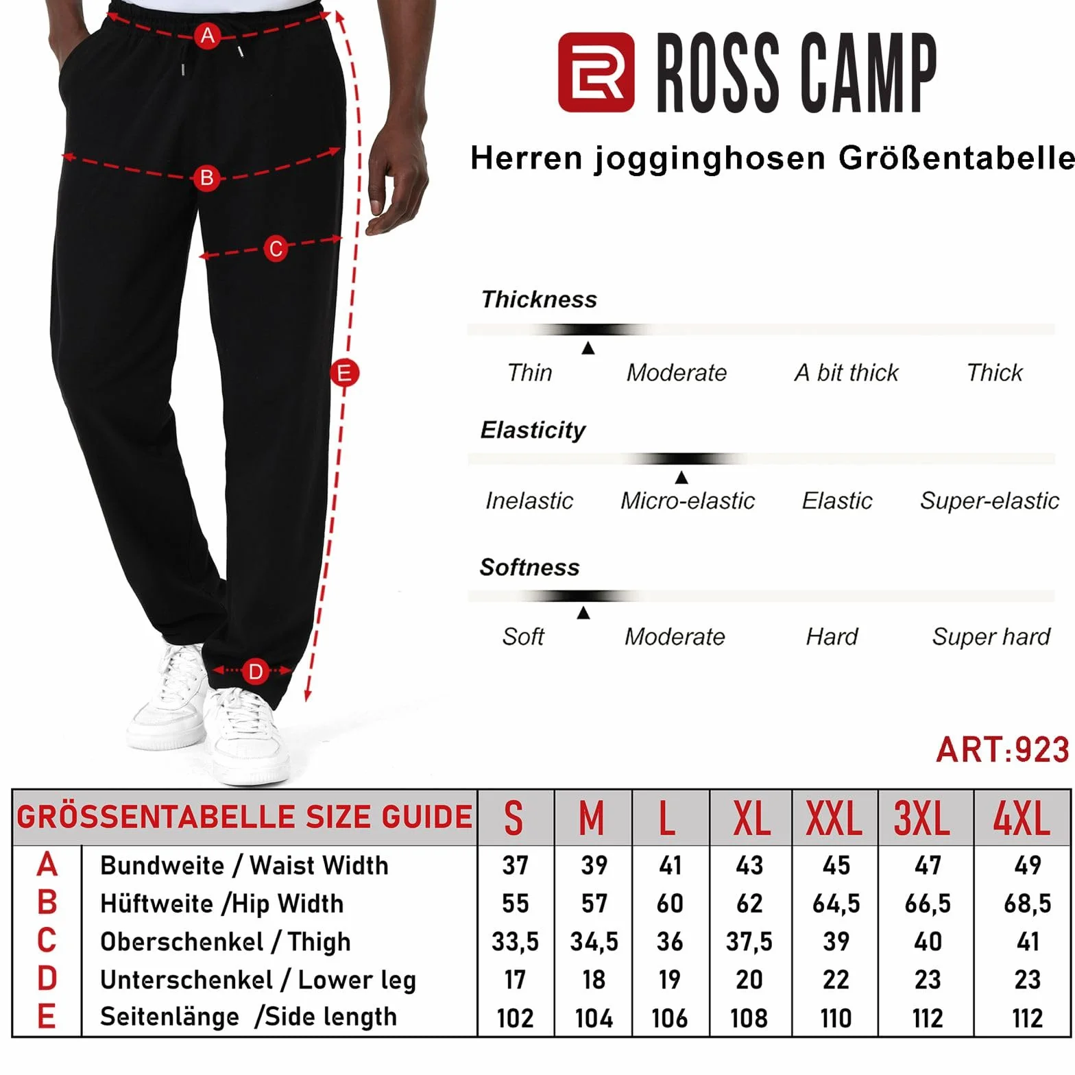 ROSS CAMP Pantaloni da Jogging da Uomo - Pantaloni Sportivi Lunghi in Cotone, Jogger da Viaggio Moderni