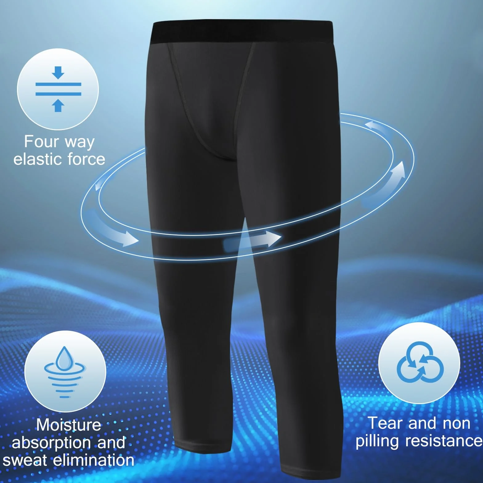 Hotfiary 2 Pack Ragazzi Leggings di Compressione, Bambini 3/4 Lunghezza Pantaloni di Compressione per Basket Calcio Pantaloni Collant, Atletico Sport Corsa Collant Pantaloni per 6-14 Anni