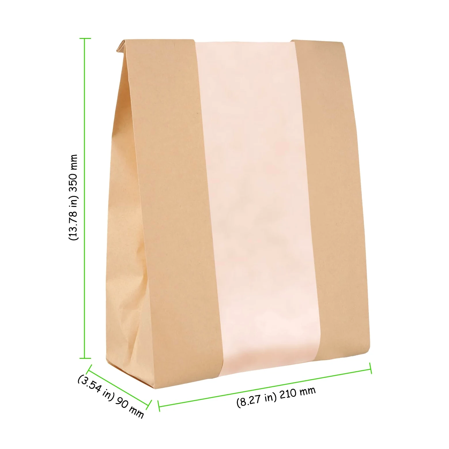 Confezione da 200 sacchetti per pane con finestra trasparente e adesivi sigillanti, sacchetti di carta per alimenti, sacchetti per pani fatti in casa, biscotti, ciambelle, 35 x 21 x 9 cm