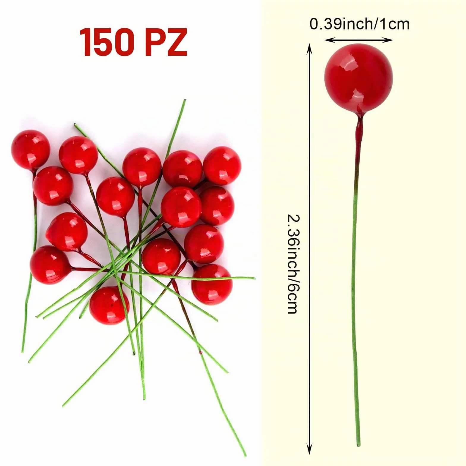 150 pezzi bacche rosse natalizie decorazione mini palla artificiale agrifoglio ghirlanda ornamenti