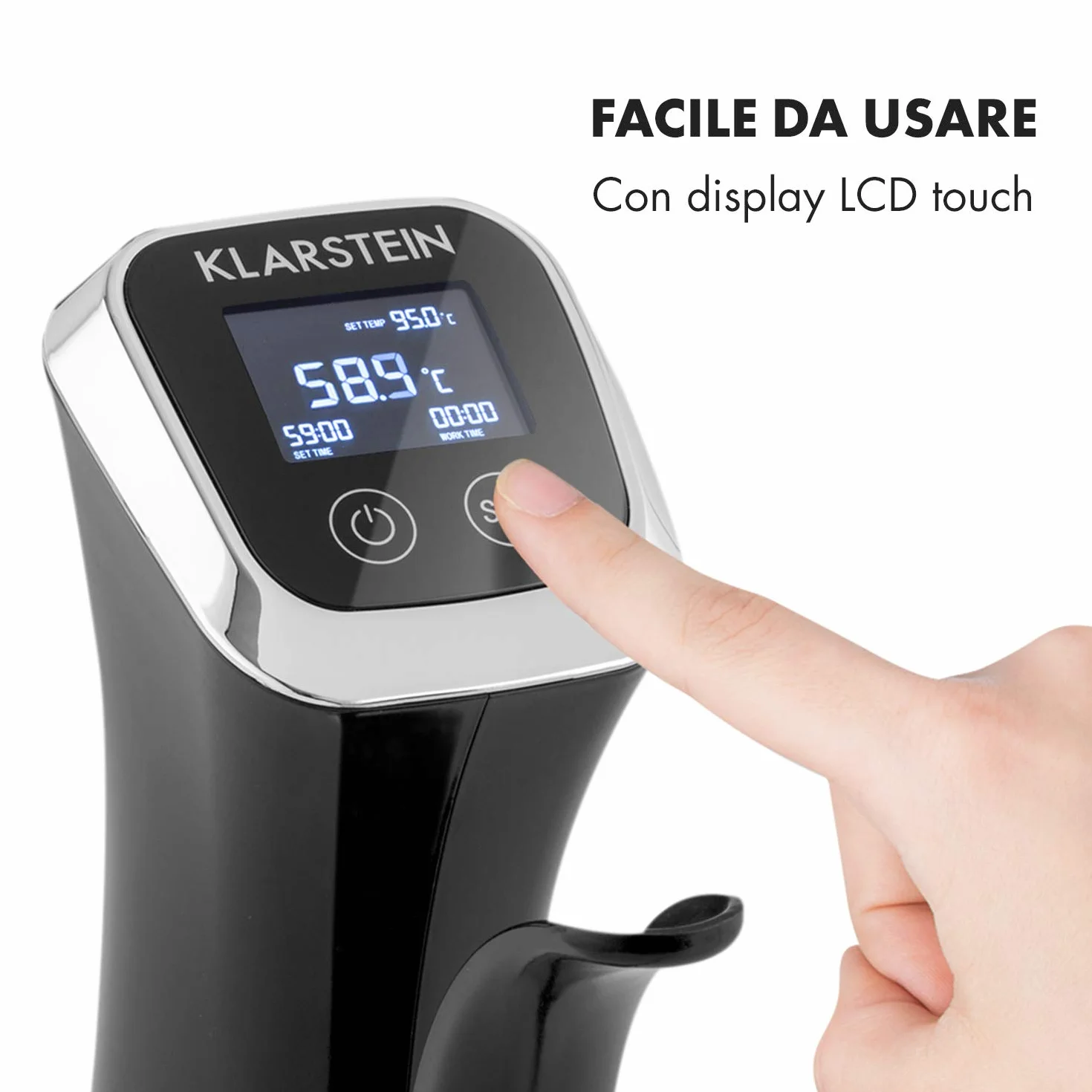 KLARSTEIN Quickstick Sous Vide Cooker 3D - Circolatore per Cottura Sous Vide, 1300W, 50-95 °C, Nero