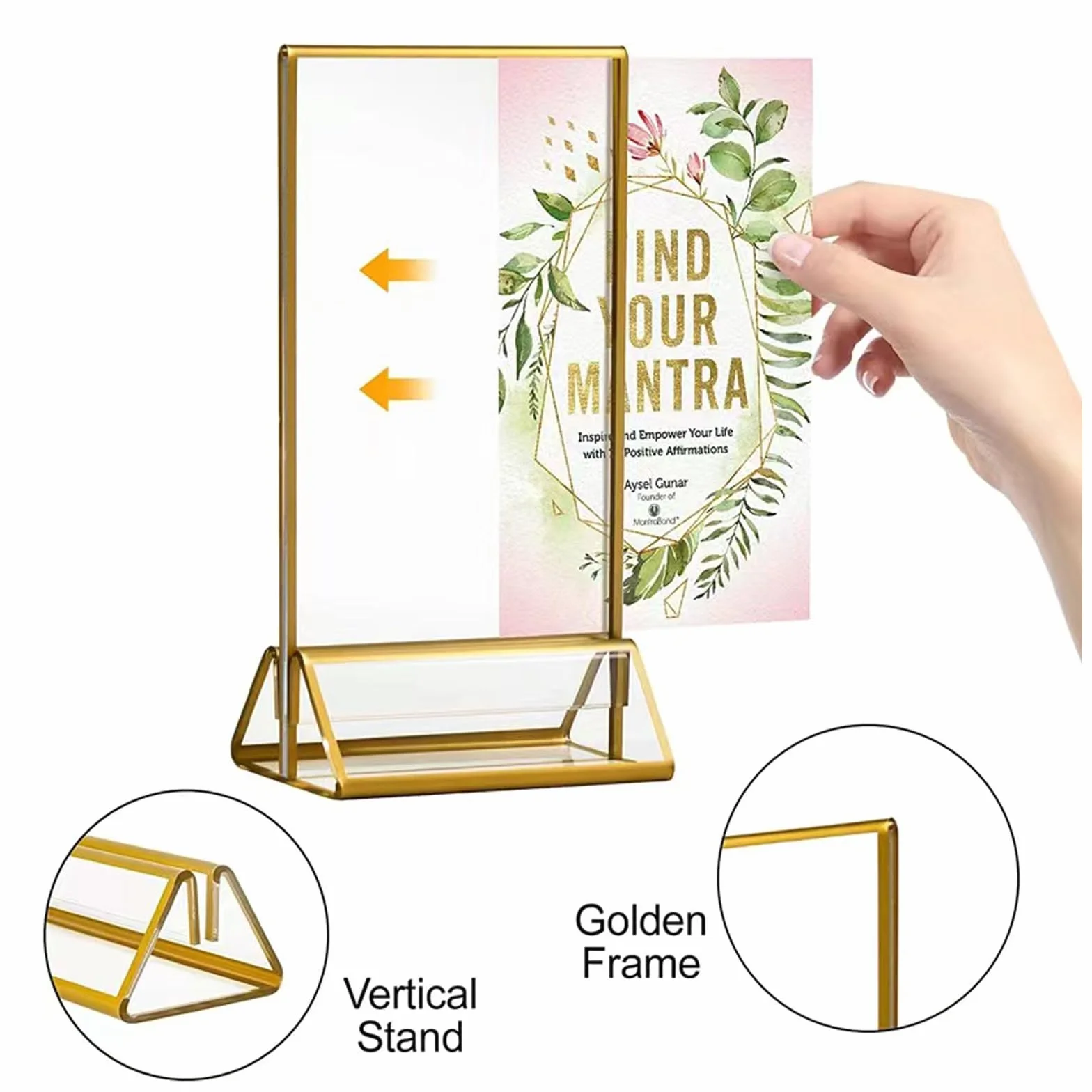 Cornice portafoto double face oro 12 pezzi con supporto cavalletto per numeri da tavolo porta menù