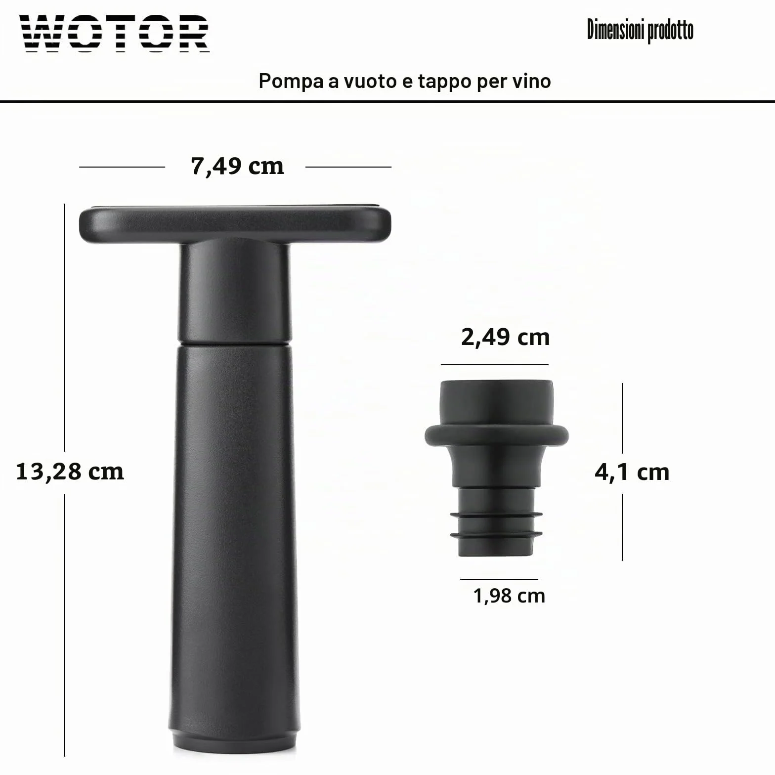 WOTOR Pompa sottovuoto per vino con 4 tappi riutilizzabili