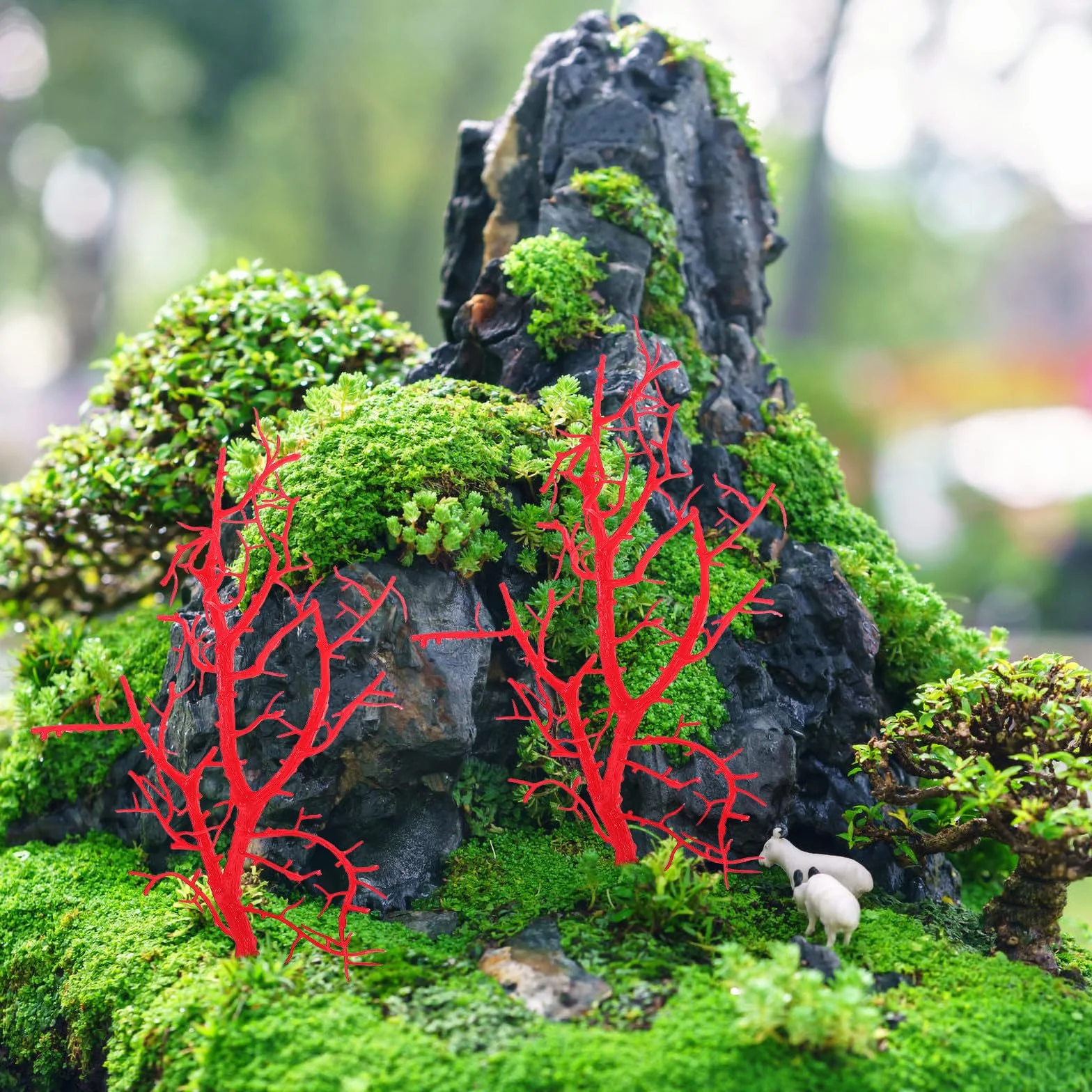 CRAFTHROU Composizioni Floreali 6 Rami Artificiali Rossi, Rami di Corallo per Decorazioni Natalizie e Bomboniere