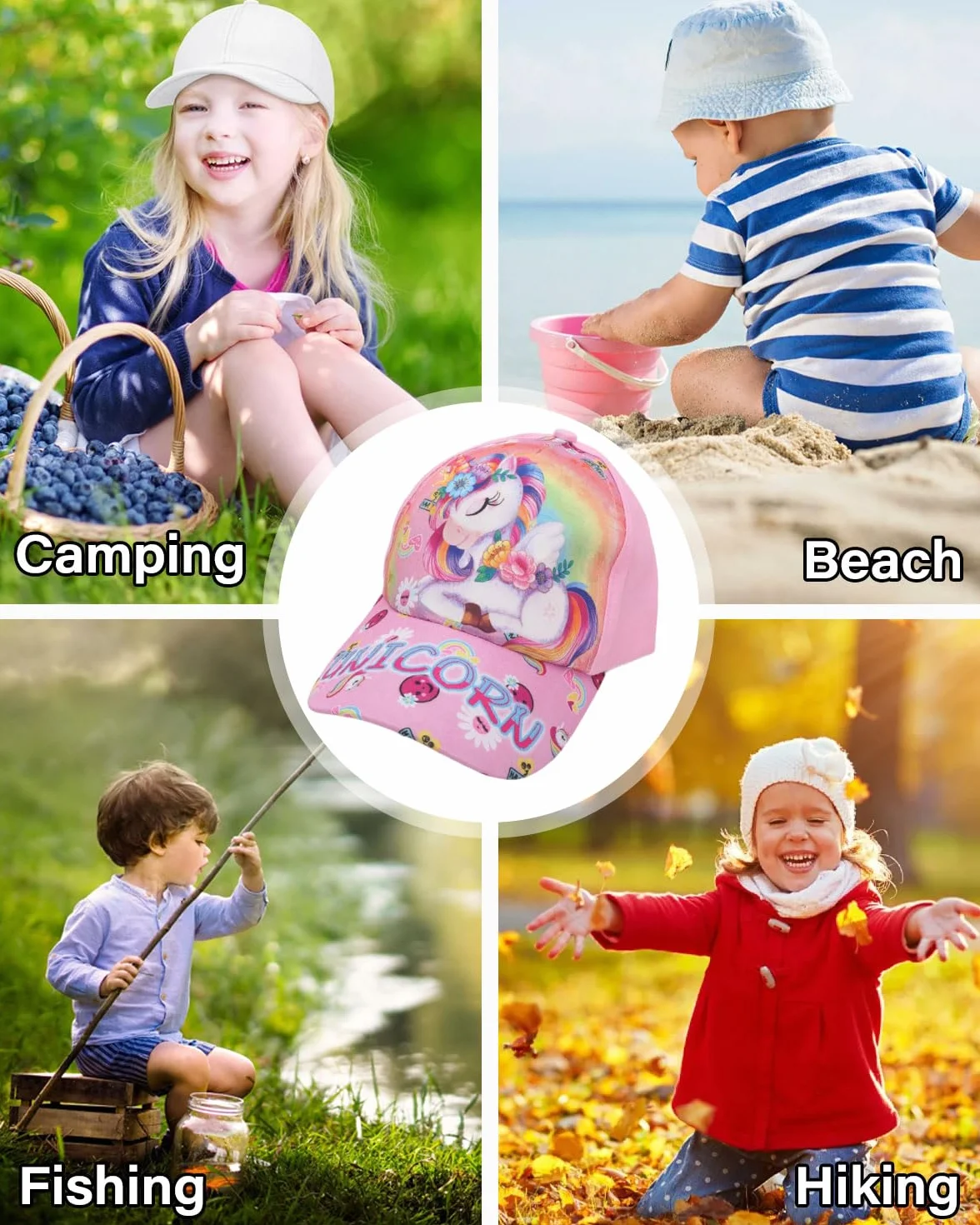 Berretto da Baseball per Ragazze in Cotone Snapback Unicorno