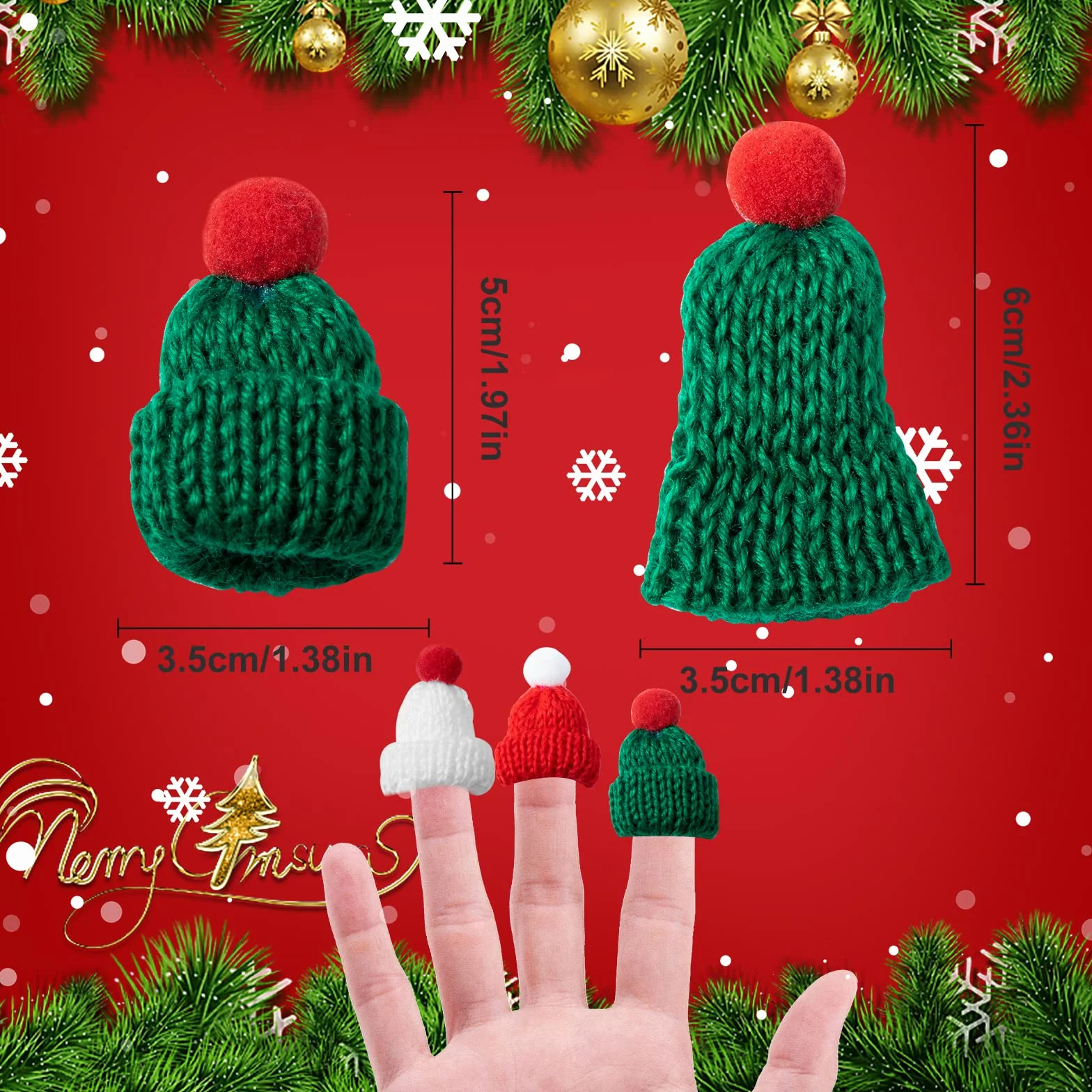 VAPKER 45Pcs Natale Mini Cappelli per maglieria Lana Carino Filato Mini Top Cappelli Cappello per Bambola Mini Cappello di Lana per Artigianato Piccolo Lavoro a Maglia Accessori per Capelli Fai da T