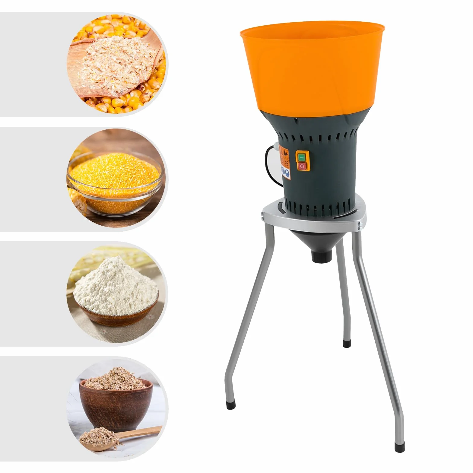 Macinino elettrico per cereali 19000RPM 220V con 5 setacci Macinino professionale per cereali secchi come frumento, mais, orzo Ideale per uso domestico e fattoria per la preparazione di mangime per
