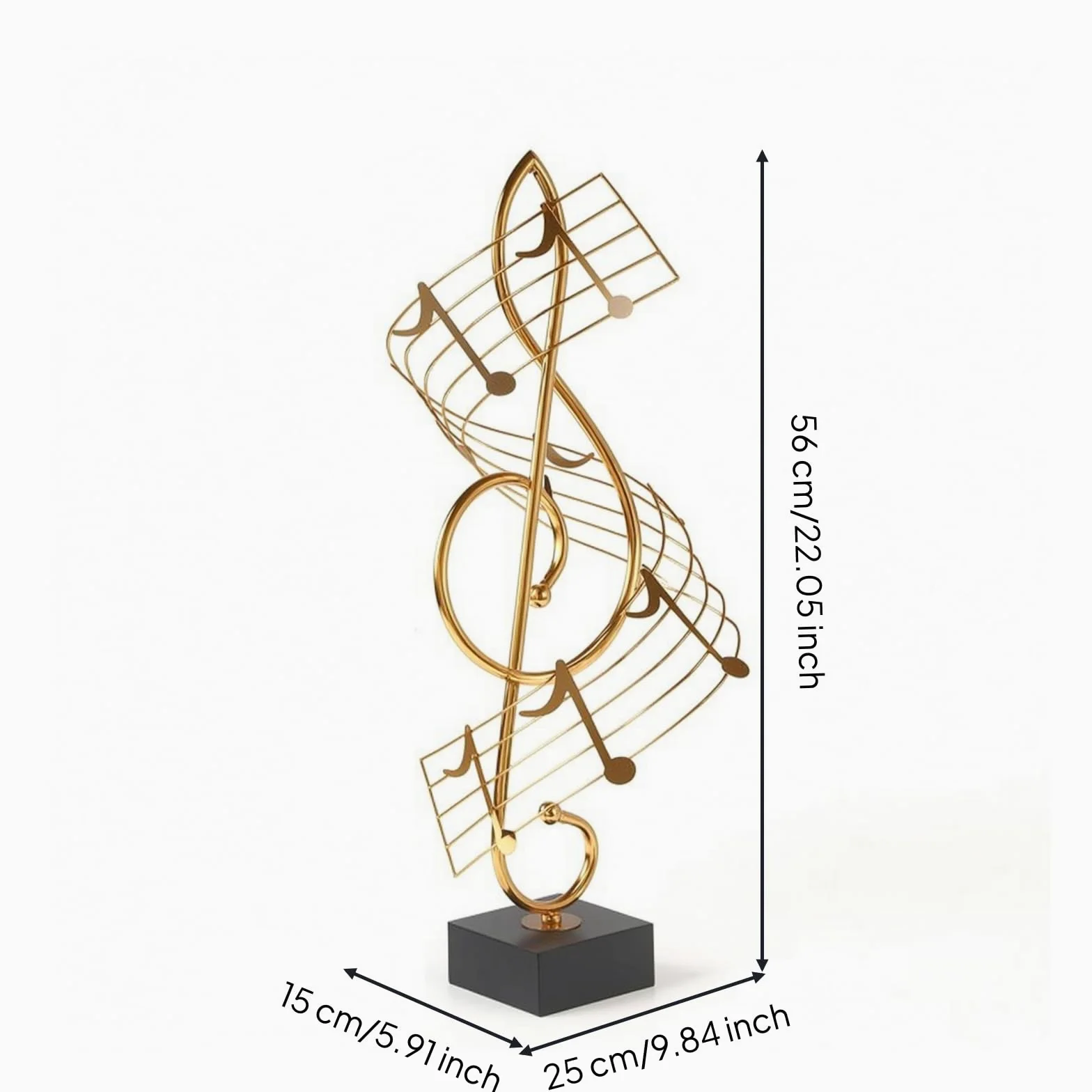 Colcolo Nota Musicale Decorativa Scultura Statua Ornamento Figurina con Spirale a Filo Metallico E Base Quadrata Stabile Estetica Moderna Essenziale Adatta a, Nota Musicale Media Dorata