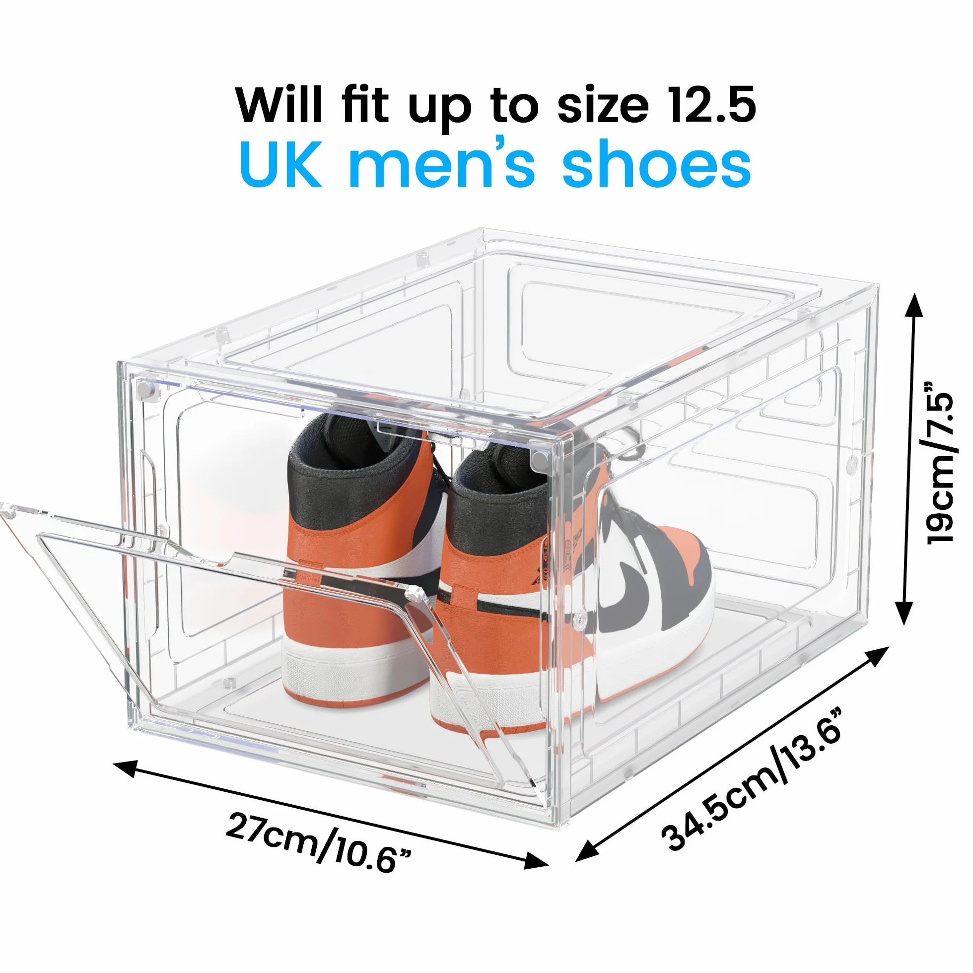Confezione Da 8 Scatole Portascarpe Trasparenti Impilabili in Plastica per Esposizione Scarpe Fino EU 47