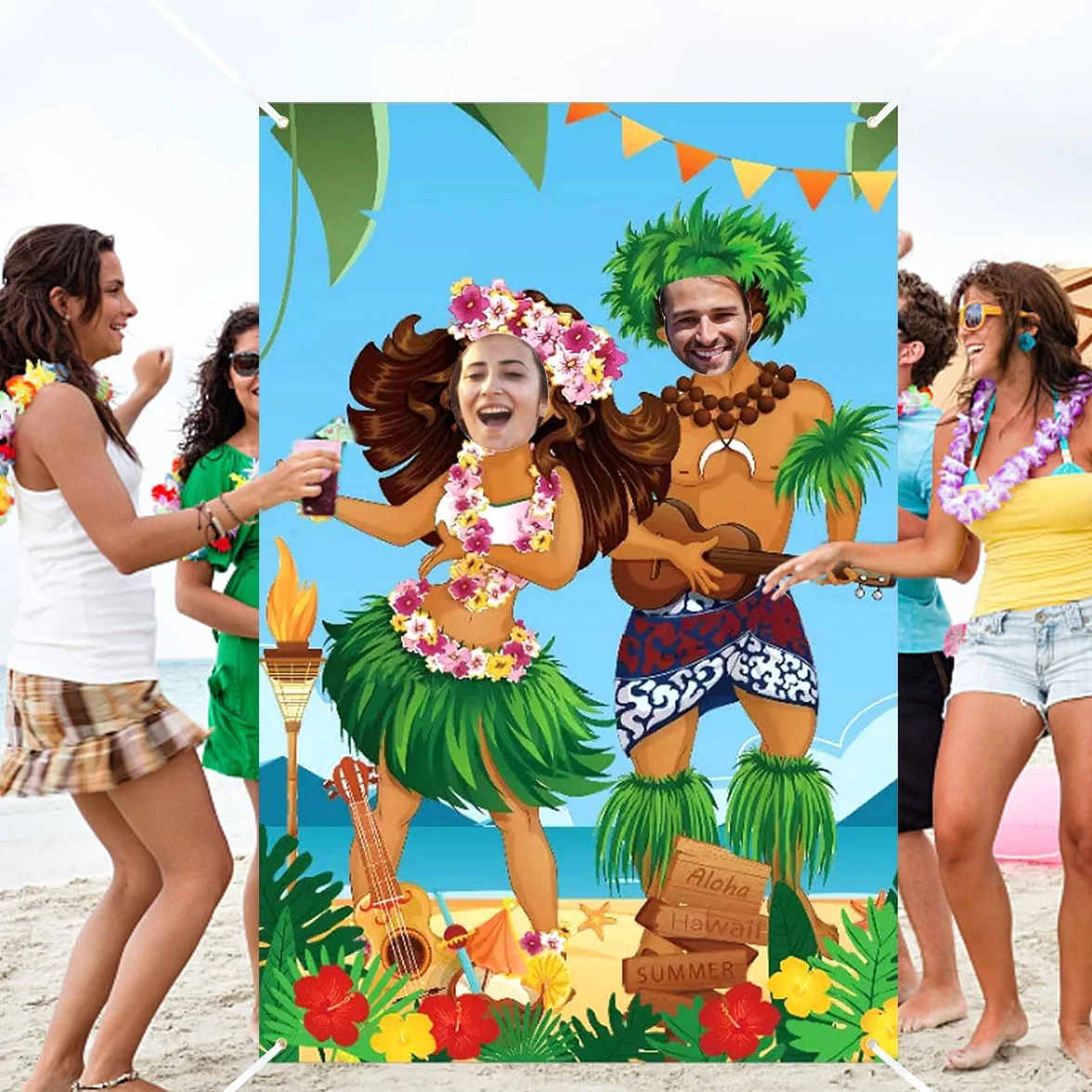 Sfondo Fotografico Festa Hawaiana 180 x 90 cm Hawaii Banner Decorazioni Tropicale