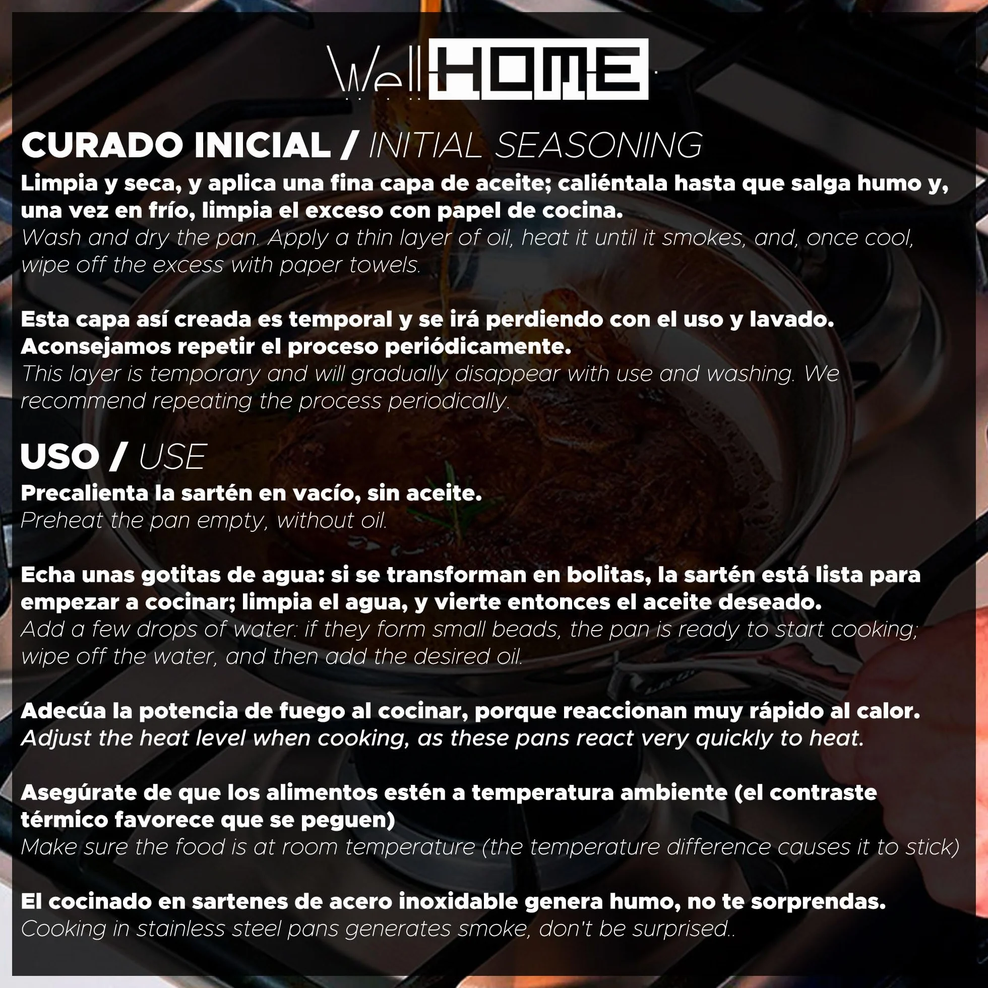 Well Home Set di 5 padelle Ø20Ø24Ø28Ø30Ø32cm in acciaio inox, adatte per induzione e senza antiaderente