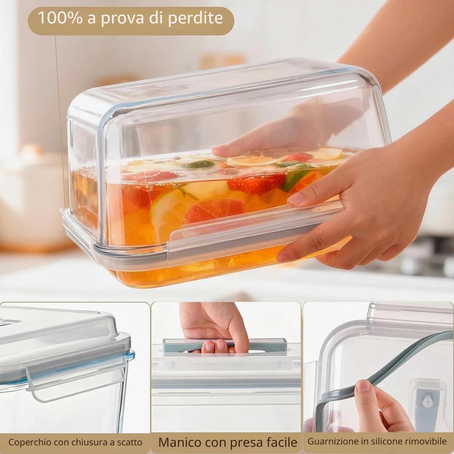 Contenitori Grandi in Vetro con Coperchio, 6 l, Ermetici, Adatti al Congelatore, Contenitori Ermetici per Alimenti per Pollo, Tacchino, Melone o Piatti di Festa