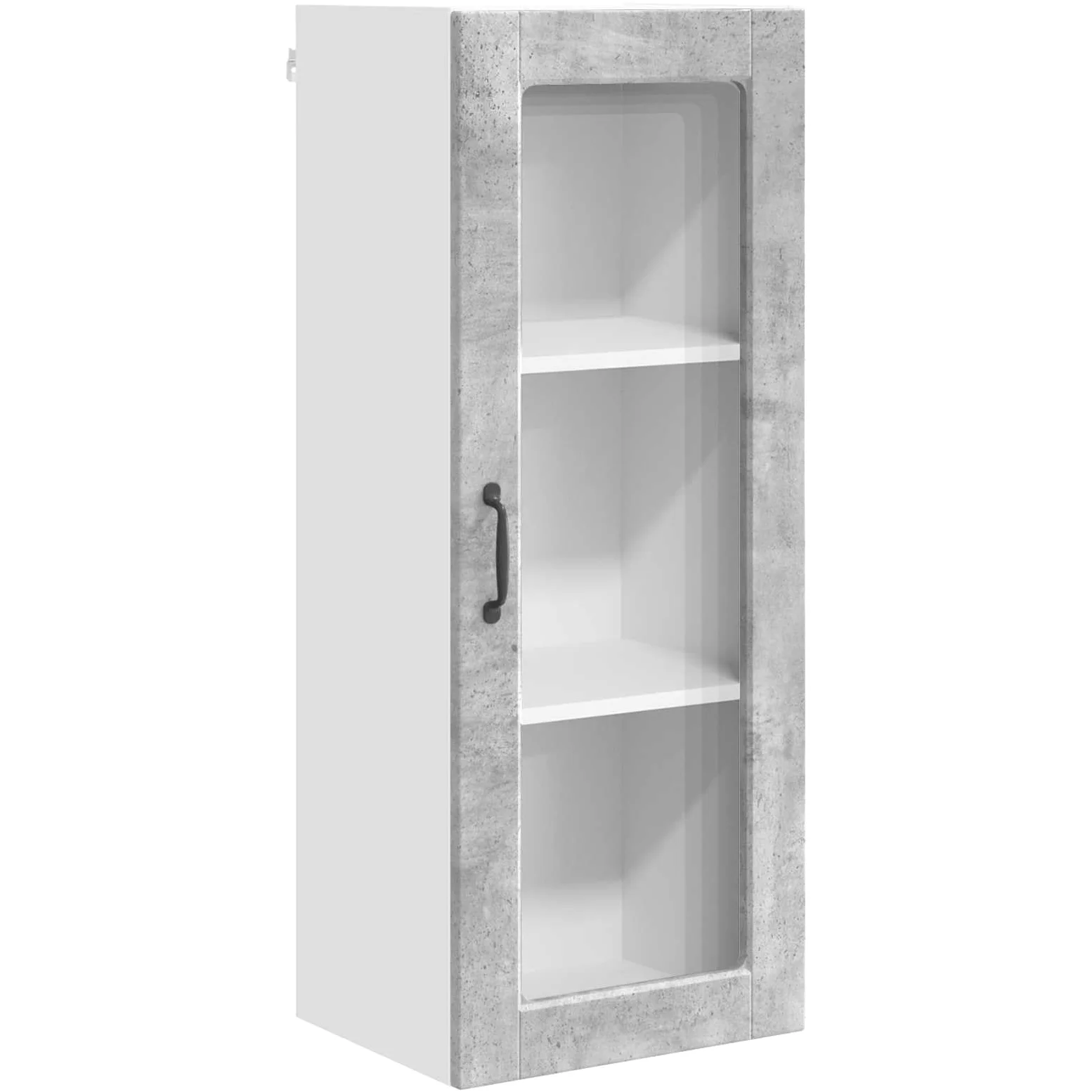 Mobiletto da Parete Cucina PORTO Grigio Cemento 40x31x100 cm | Pensile salvaspazio a 2 ante con 3 ripiani interni per cucina, ideale per organizzare spezie e stoviglie.