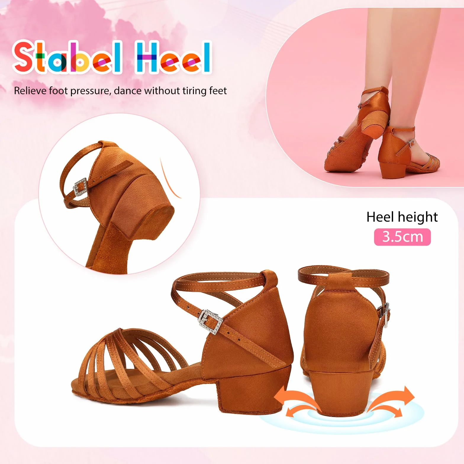 SWDZM Scarpe da Ballo Latino Americano Bambina Standard Salsa Tacco 3 cm