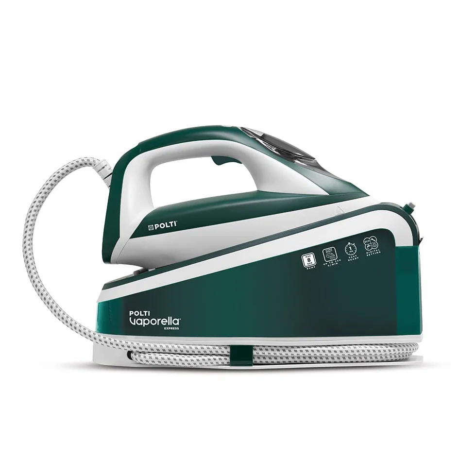 Polti Vaporella Express VE30.20, Ferro da Stiro Generatore di Vapore, Pressione Pompa fino a 8 Bar, Potenza 2200 W, Funzione Eco, Tecnologia One Temperature, Digital Setting, Verde e Bianco