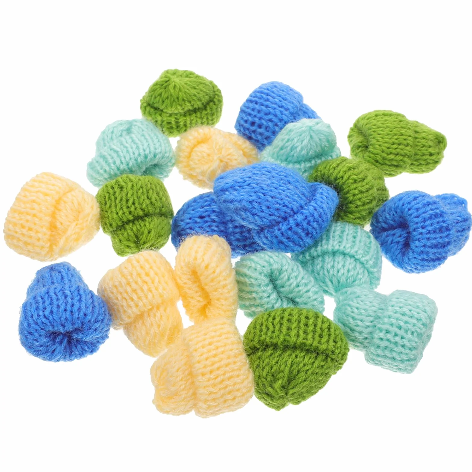 Vaguelly 20 pezzi a maglia mini cappello ornamenti carino cappello cappello fatto a mano lana tessuto cappello decorazione per gioielli fai da te Natale artigianato colori misti