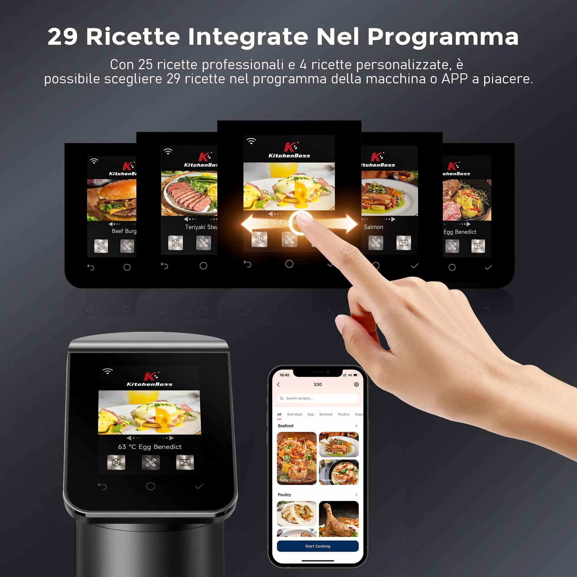 KitchenBoss G330 WLAN Sous Vide Roner 1100W IPX7 APP 40-90℃