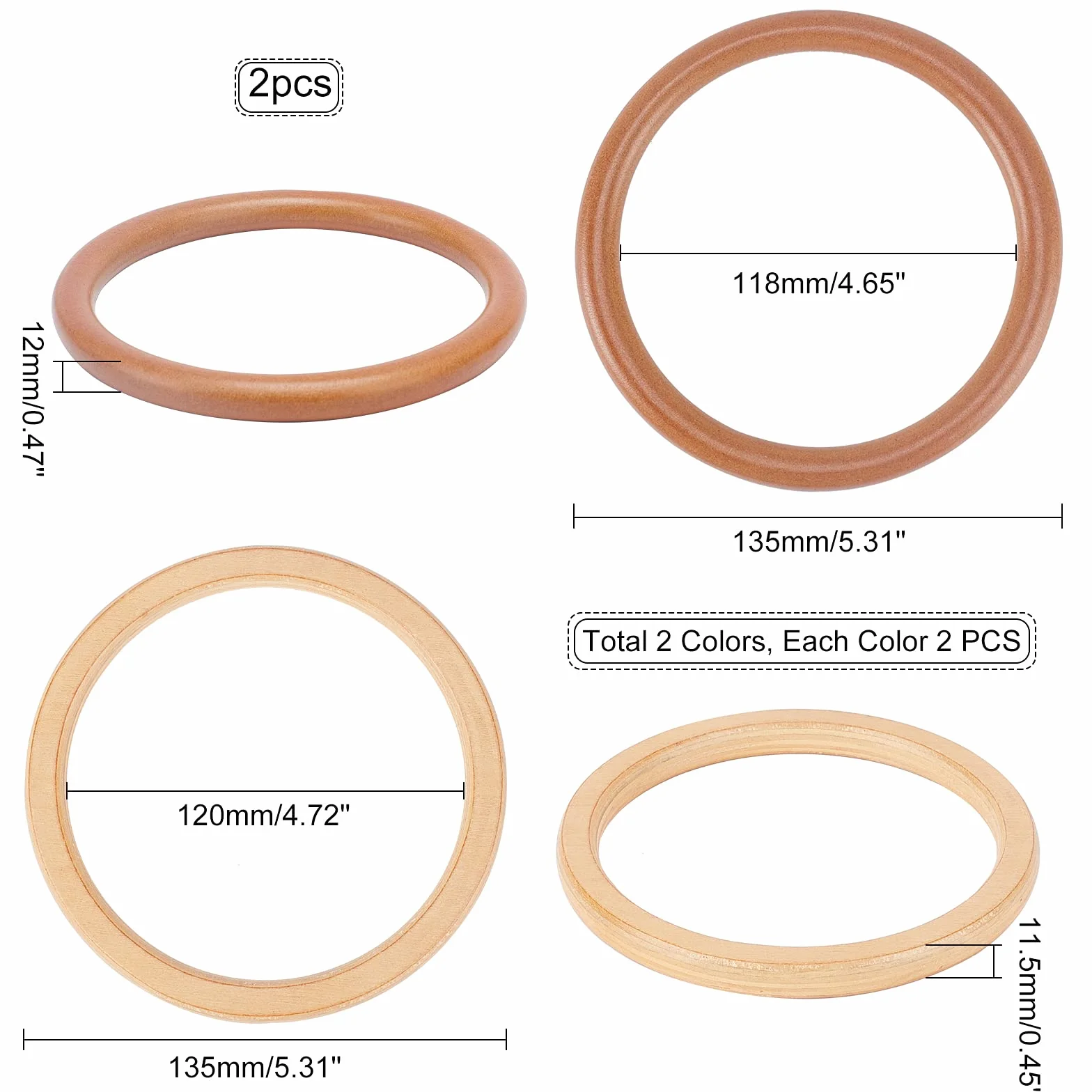 PH PandaHall 6pz Manici per Borsa in Legno Rotonda Sostituzione Borsa da Spiaggia Macrame