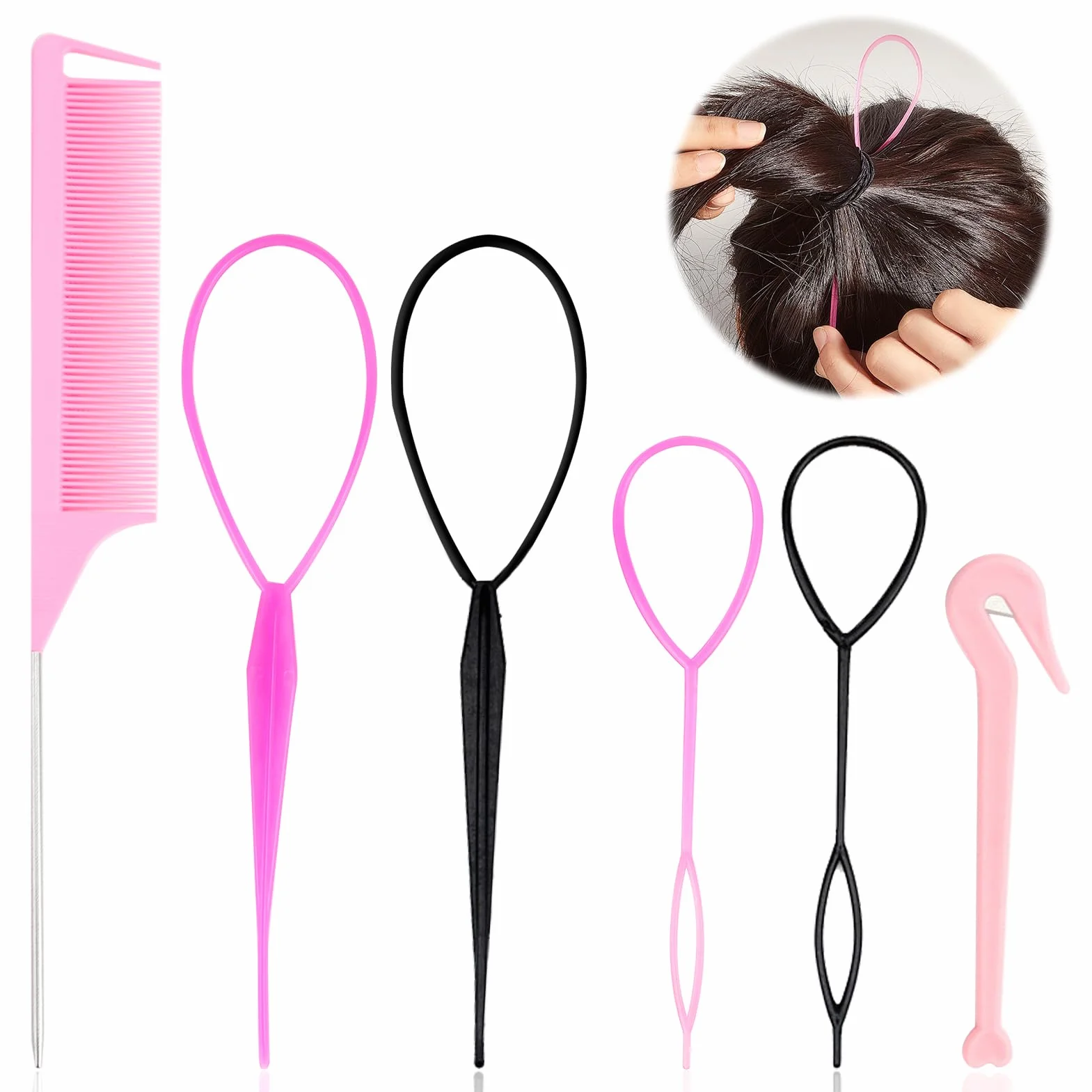 Set Accessori per Capelli Donna 6 Pezzi Strumenti Styling Fasce Twist