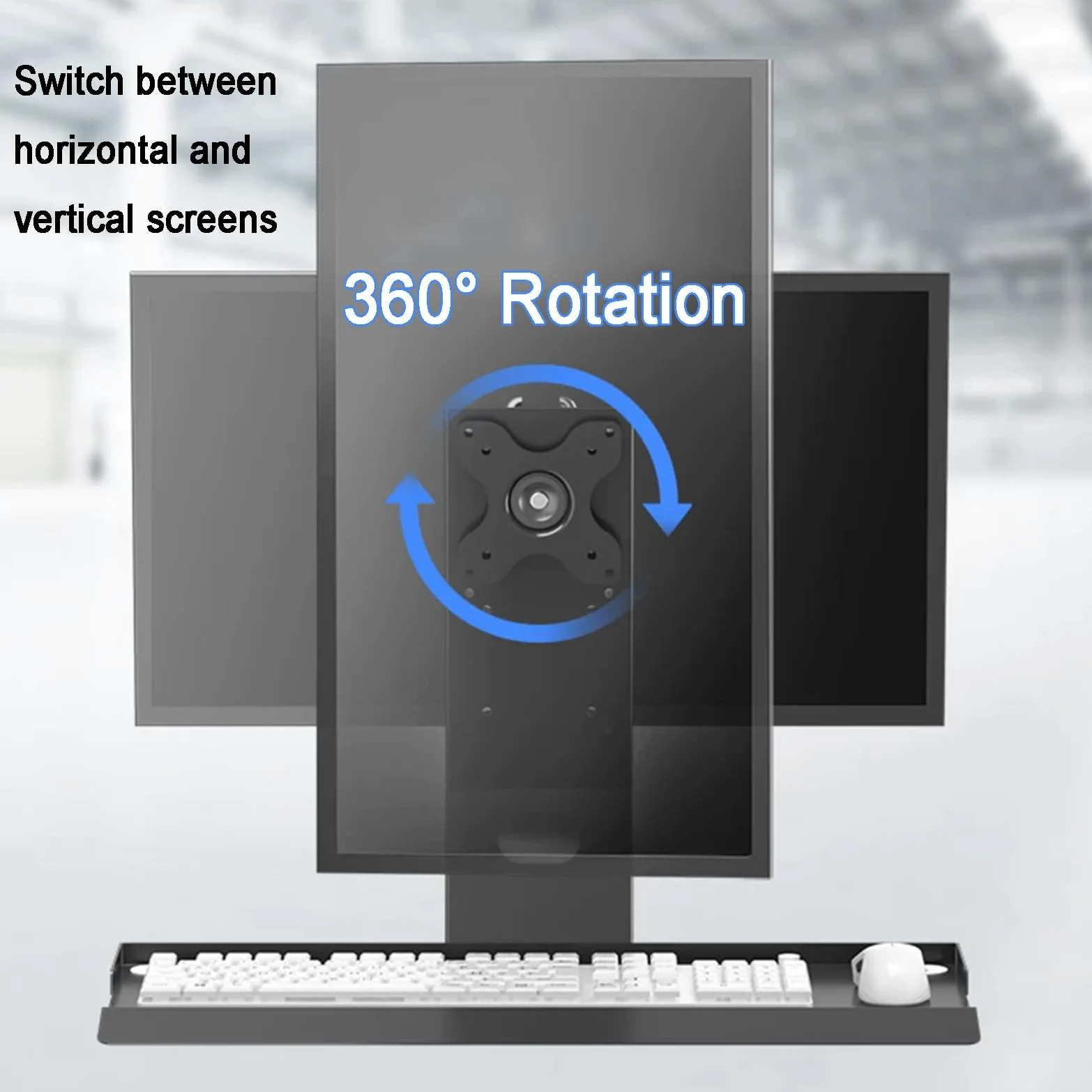 Postazione di lavoro sit-stand da parete per monitor singolo e tastiera, braccio con molla a gas, altezza e angolo regolabili, carico massimo 22 kg, adatto a display da 17"-35"