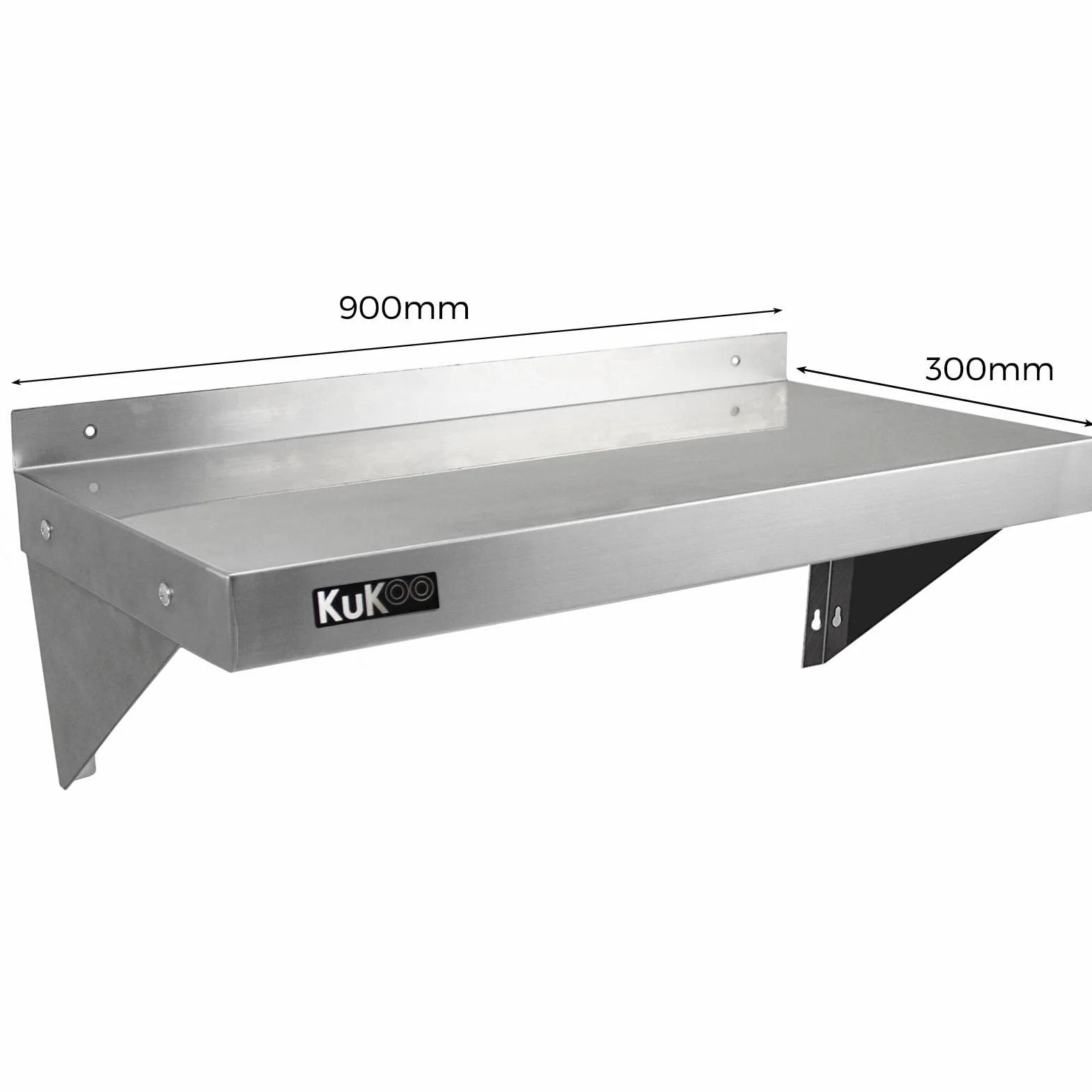 KuKoo - 2 Mensole a Muro in Acciaio Inossidabile Inox per Cucina Commerciale Mensole a Parete per Ristoranti Catering Resistente alla Corrosione 90cm x 30cm