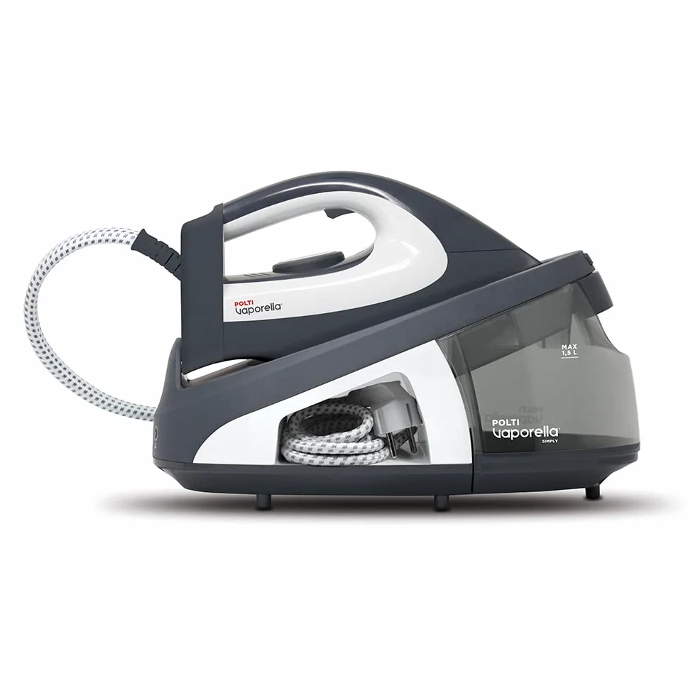 Polti Vaporella Simply VS10.12, Ferro da Stiro Generatore di Vapore, Serbatoio Estraibile 1,5 L, Pressione Pompa 6,5 Bar, Potenza 2200 W, Funzione ECO, Grigio e Bianco