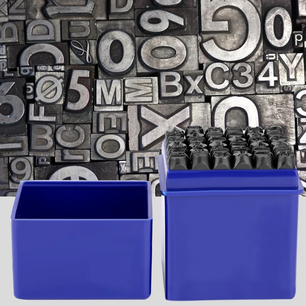 Dioche - Set di 36 lettere a percussione in acciaio al carbonio da 6 mm, numeri dalla A alla Z e da 0 a 9, numeri e lettere
