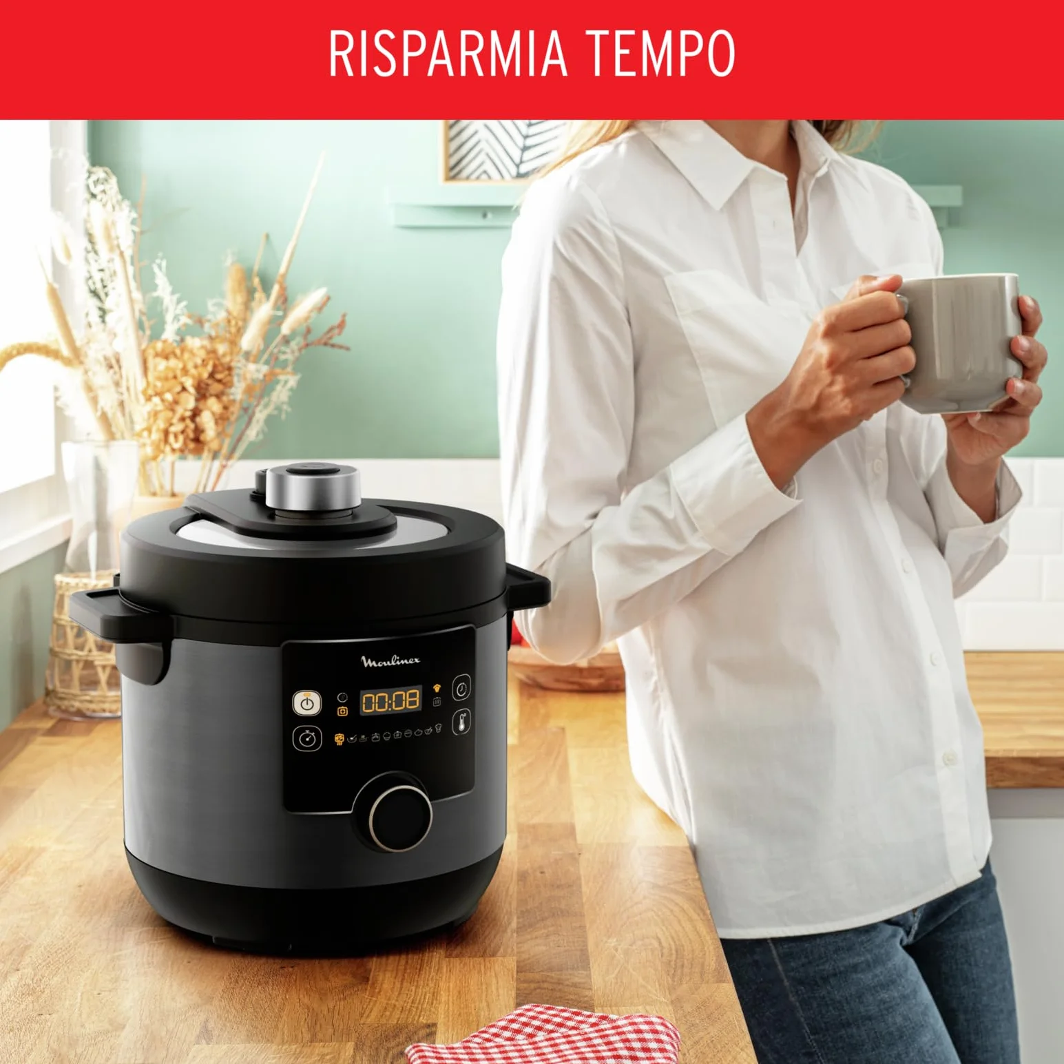 Moulinex Turbo Cuisine Multicooker 15-in-1 7.6L Friggitrice ad Aria Cottura a Pressione CE7788