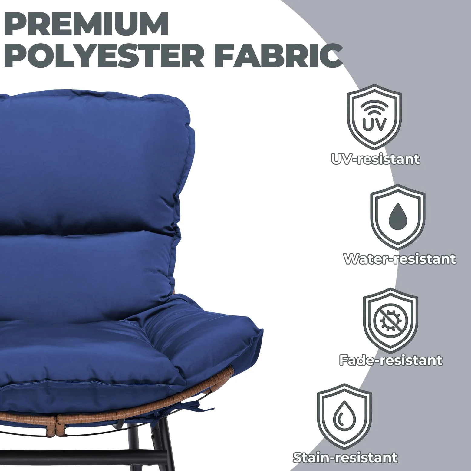 COMHOMA Sedia a dondolo, poltrona relax, struttura in acciaio, poggiapiedi estraibile, portata fino a 136 kg, per dormire, soggiorno, terrazza, giardino, blu