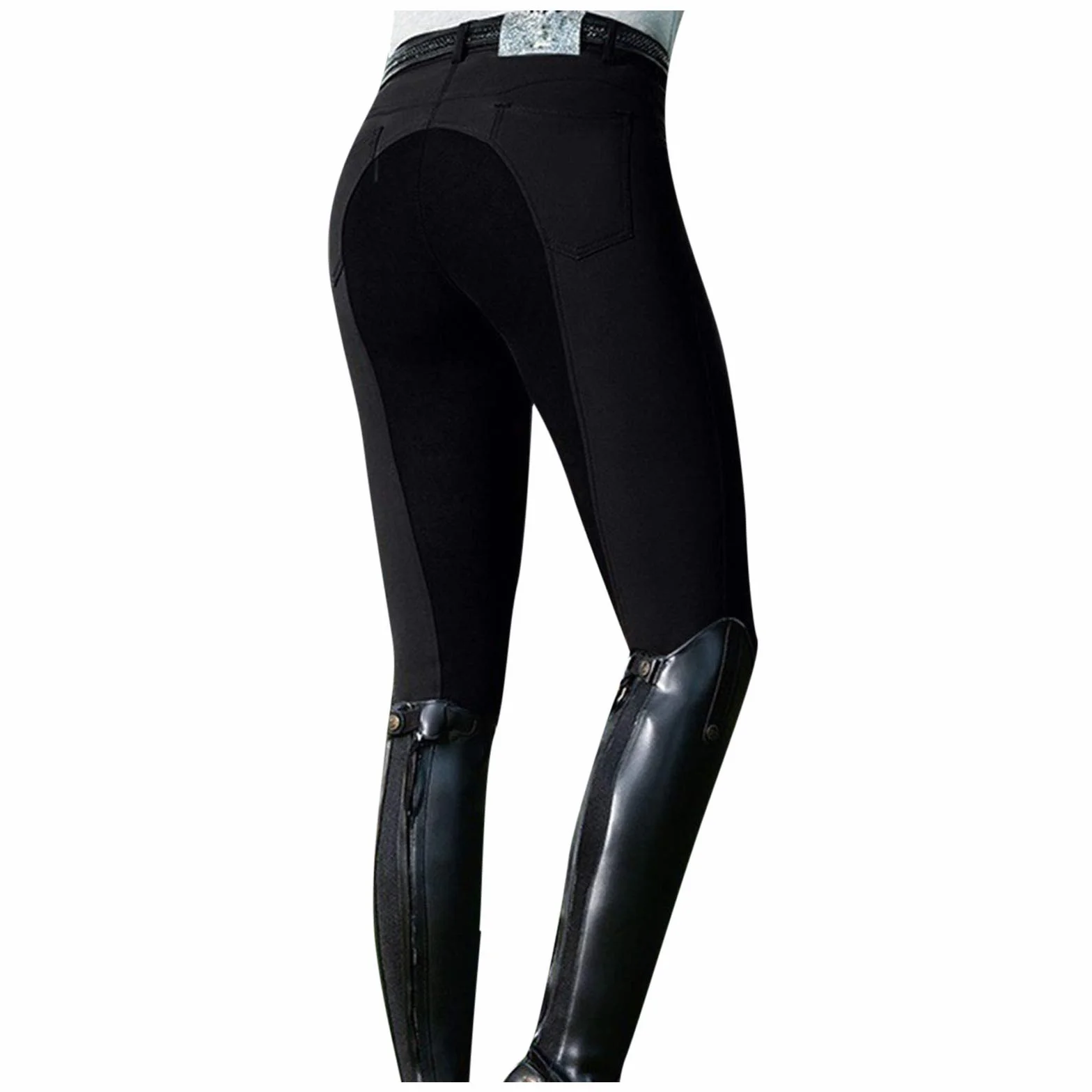 Leggings da equitazione da donna a vita alta, traspiranti, asciugatura rapida, con tasche, S-XXL