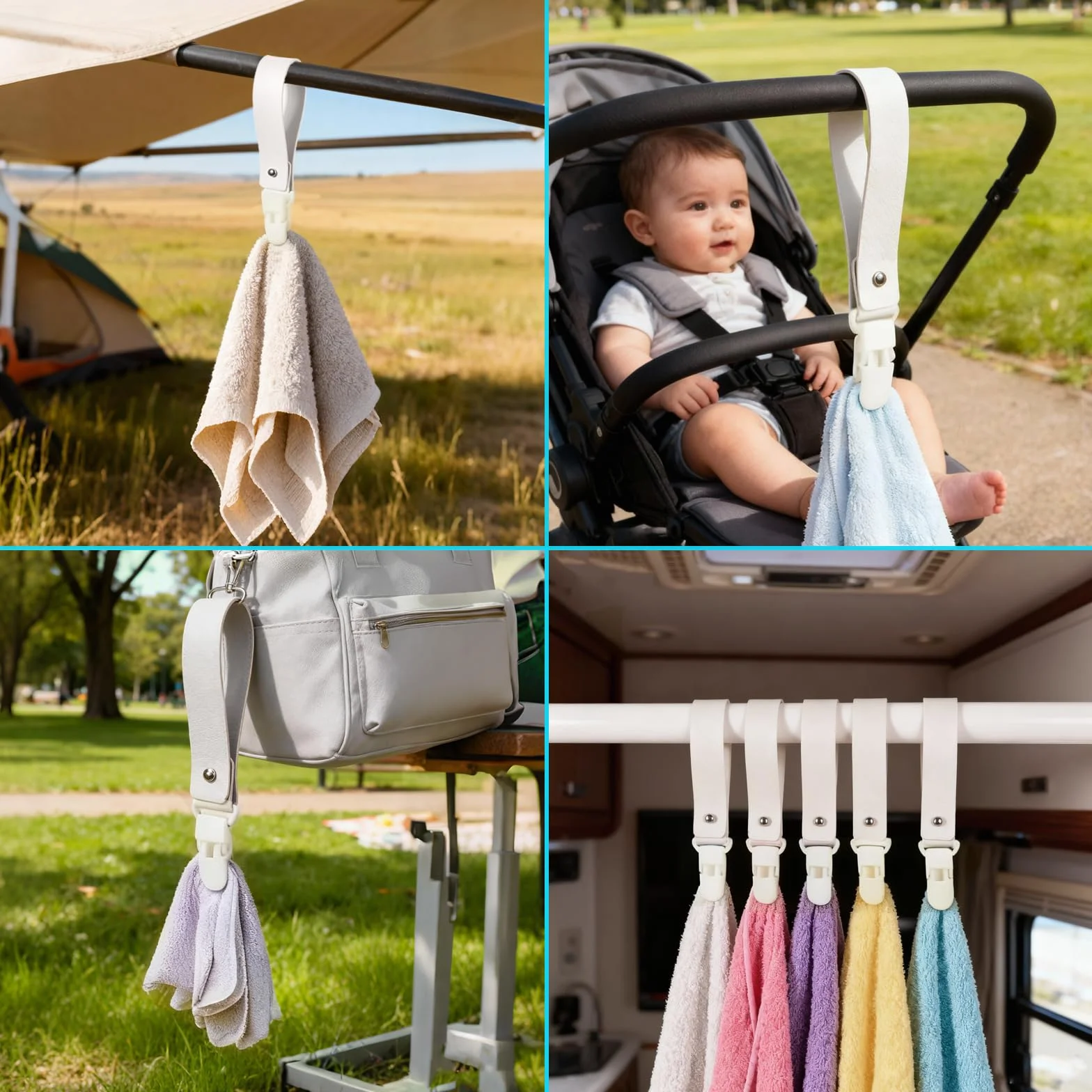 6 pezzi Porta Strofinacci Cucina, Ganci Asciugamani, Pinze Mare, Clip Teloni