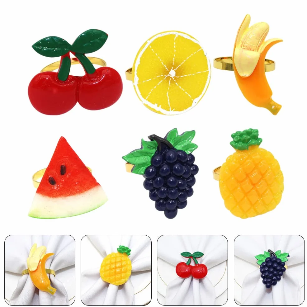 HEMOTON 6 Pezzi Fibbia Del Tovagliolo Di Frutta Portatovaglioli Di Porta Tovaglioli Portatovagliolo Tropicale Portatovaglioli Da Matrimonio Centro Tavola Ciliegia Estate Banchetto Lega
