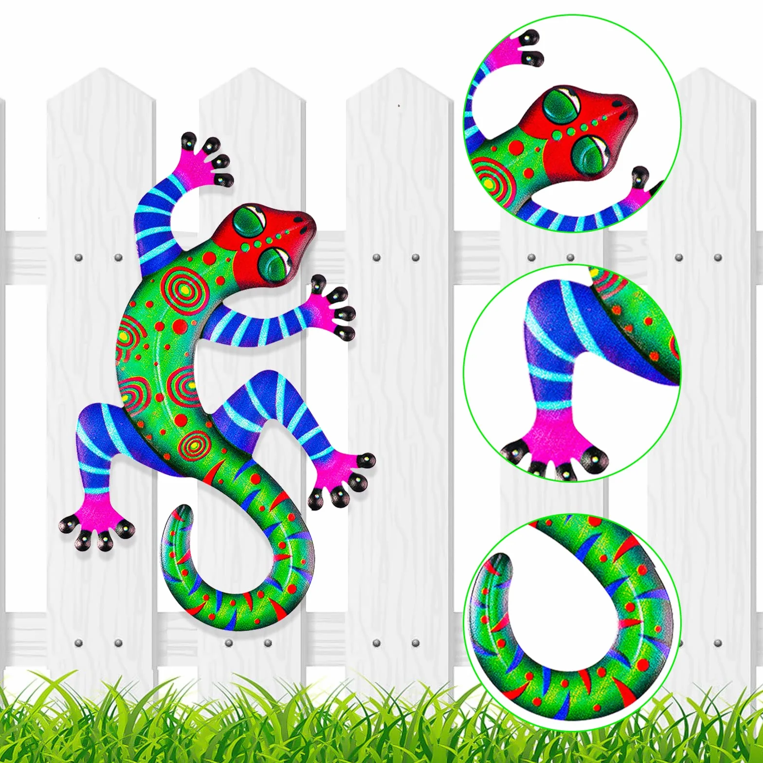 OFFCUP Lucertola in Metallo 3Pcs Decorativa da Appendere Decorazione Metallica per Giardino