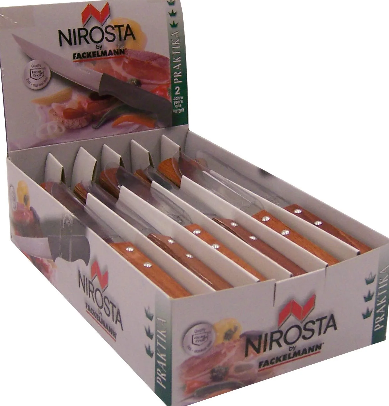 Nirosta FACKELMANN Coltello multiuso con lama in acciaio inox affilata manico legno pressato packawood, 22 x 2 cm, 1 pezzo