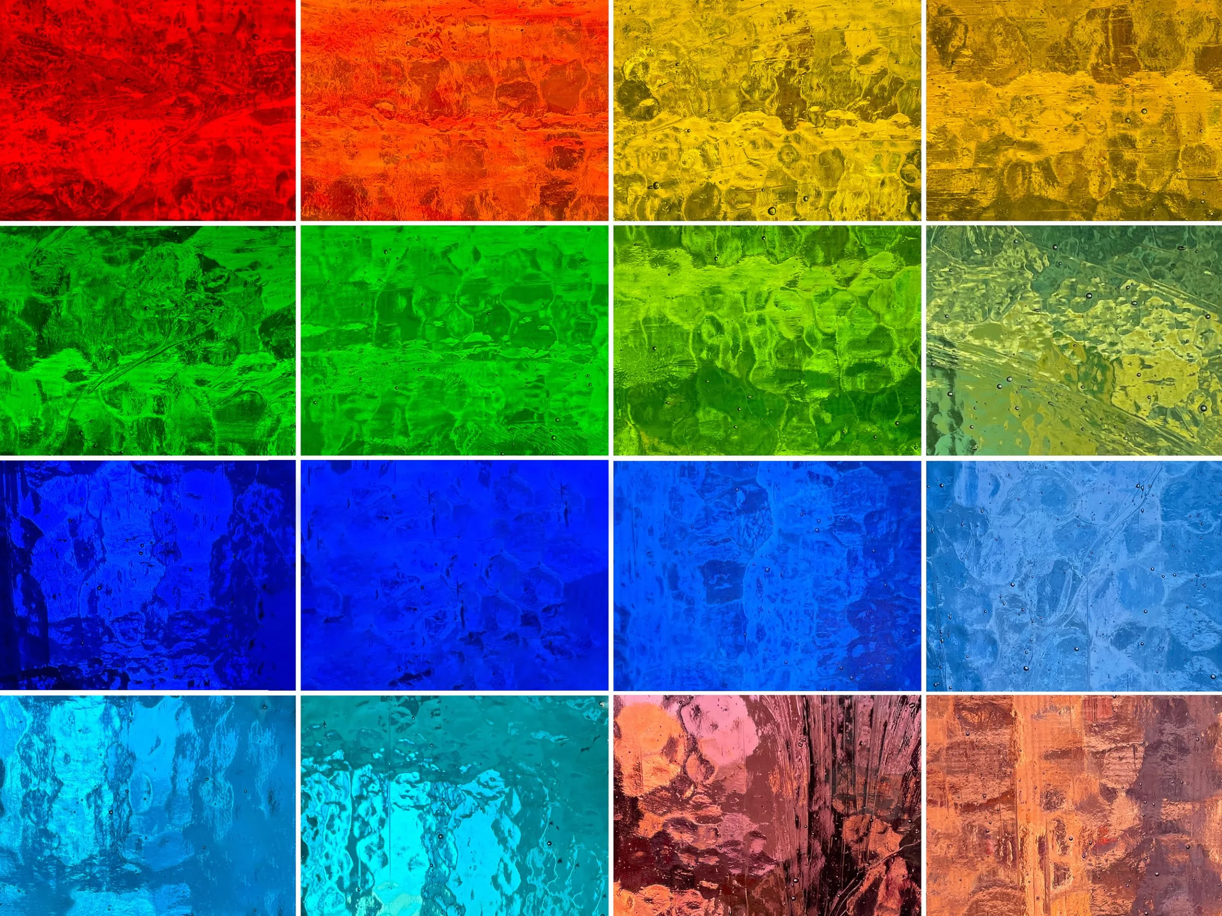 Vetro Colorato Trasparente 16 Fogli 15,2x10,2 cm per Mosaico Arte Cattedrale