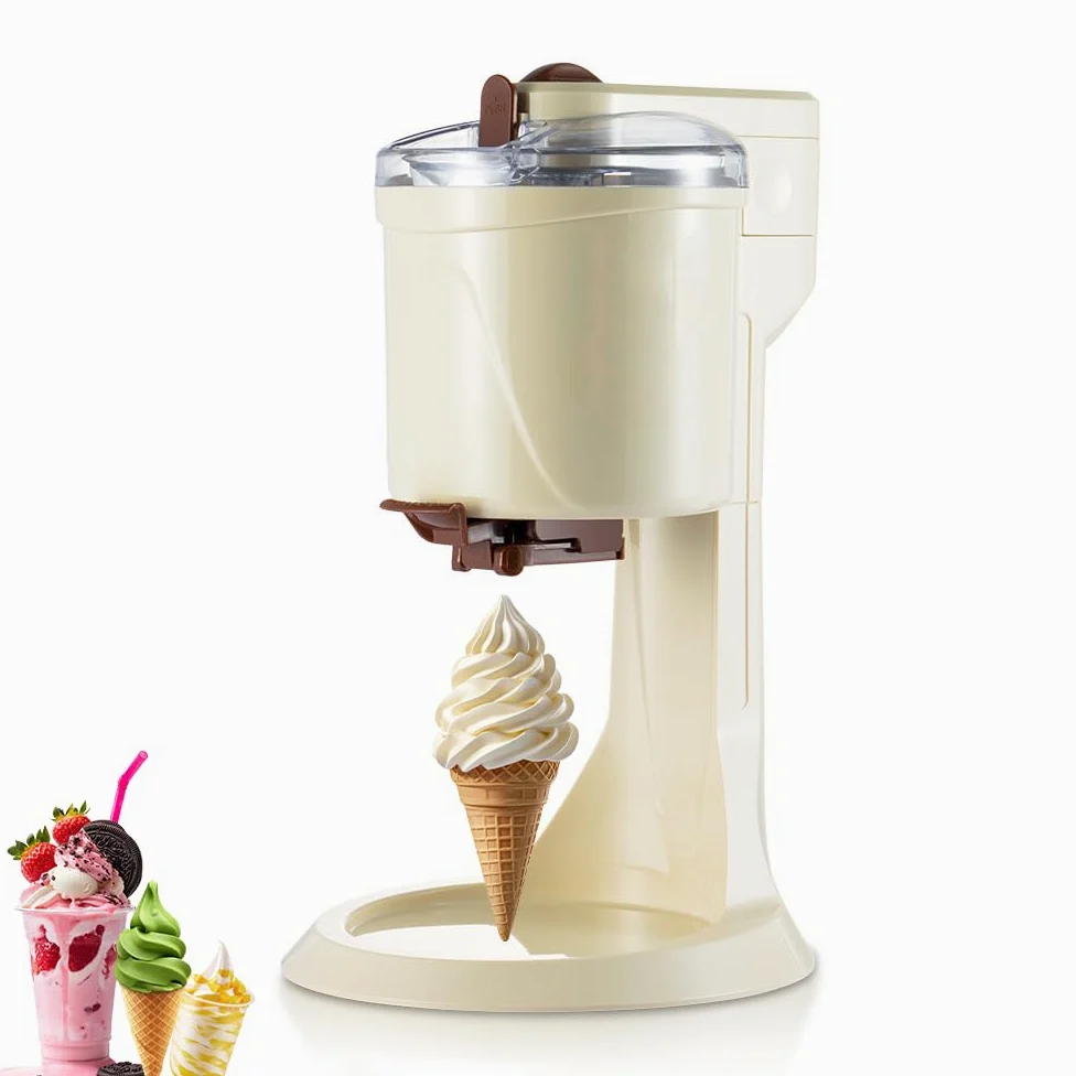 Macchina per Gelato 1L, Macchina per Gelato Soft da Banco con Raffreddamento Rapido e Funzionamento One Push, Macchine per Frozen Yogurt per Casa, Bar, Caffetteria