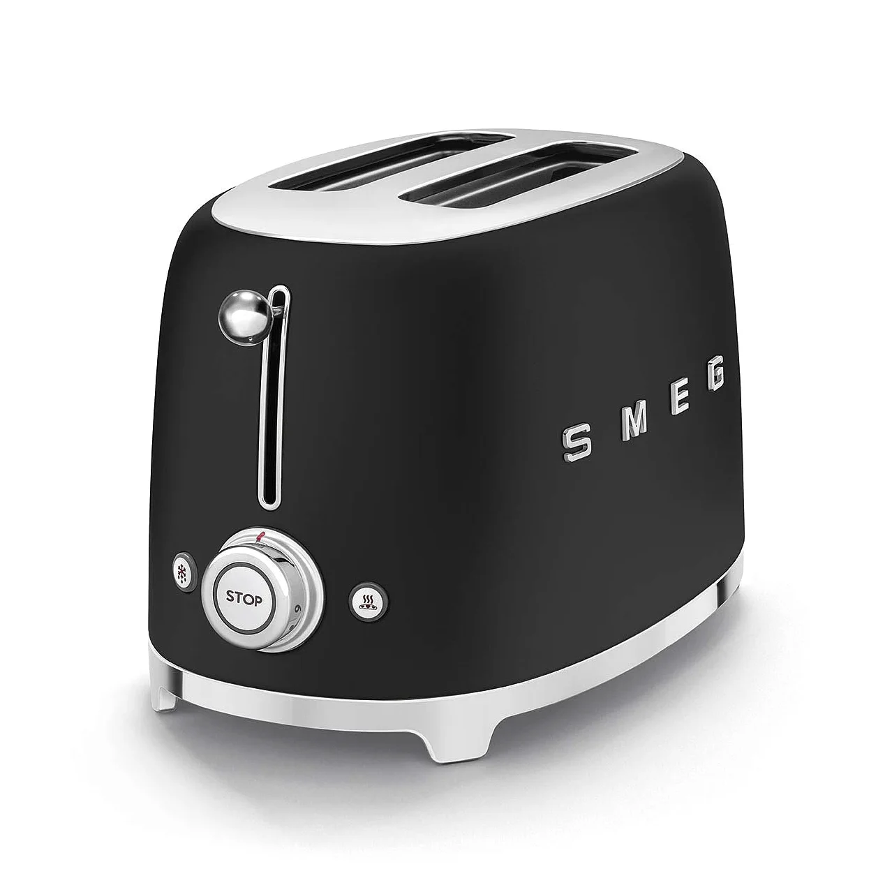 Smeg, Tostapane 2x2 TSF01BLMEU, 2 Scomparti da 36mm, 6 Livelli di Doratura, Funzione Riscaldamento, Scongelamento e Bagel, Espulsione Automatica del Pane, Cassetto Raccoglibriciole, 950W, Nero