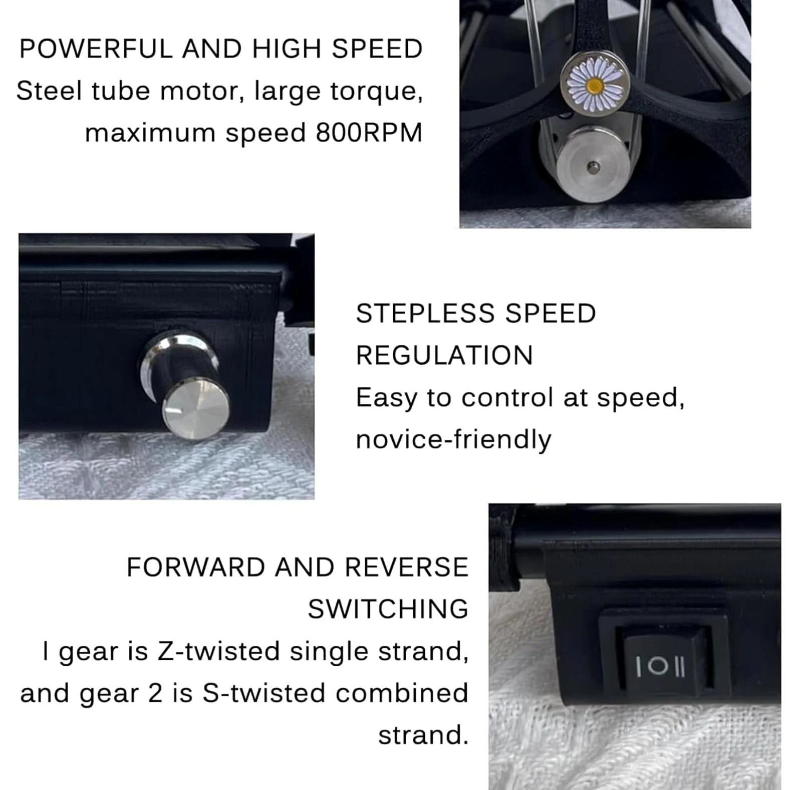 Filatoio Elettrico, Filatoio Automatico da 12 V con 3 Bobine Piccole, velocità Regolabile 800 Giri/min, Design Modulare, Facile da Smontare, capacità di 4 Once per Lo Stoppino di Miscelazione della