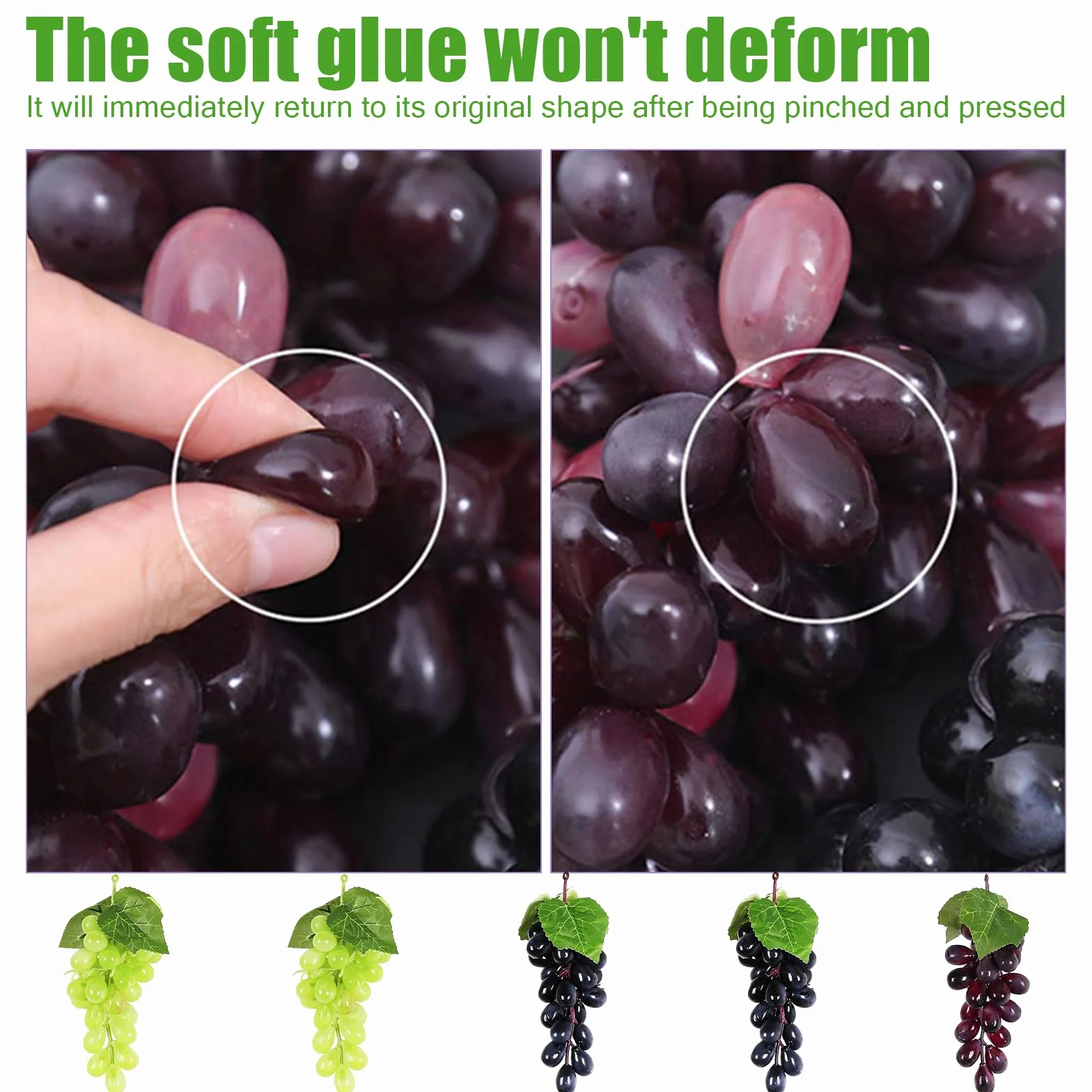 Uva Artificiale Viti Finta Spiedini Plastica Frutta Decorativa Realistica 10 Pezzi
