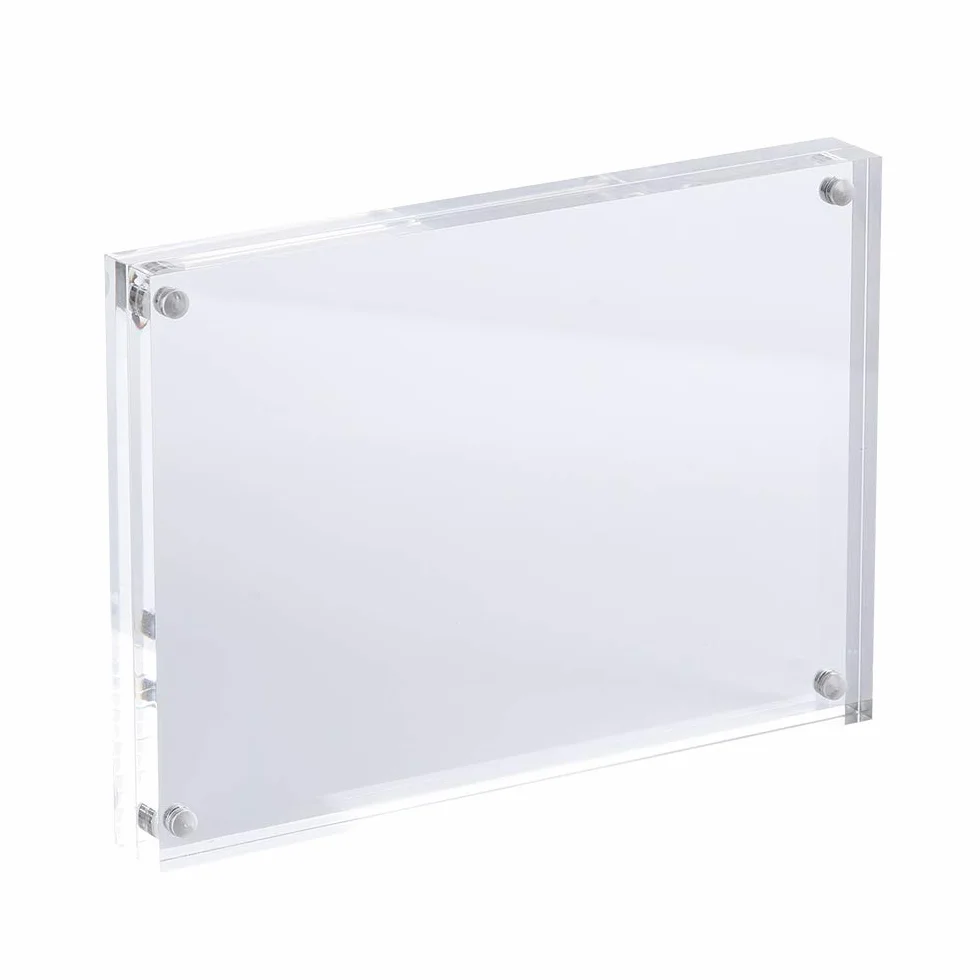 AMEITECH 13x18 cm Cornice Acrilica Foto, Cornici Magnetiche, 10 + 10MM Spessore Stand in Scrivania o Tavola, Chiaro
