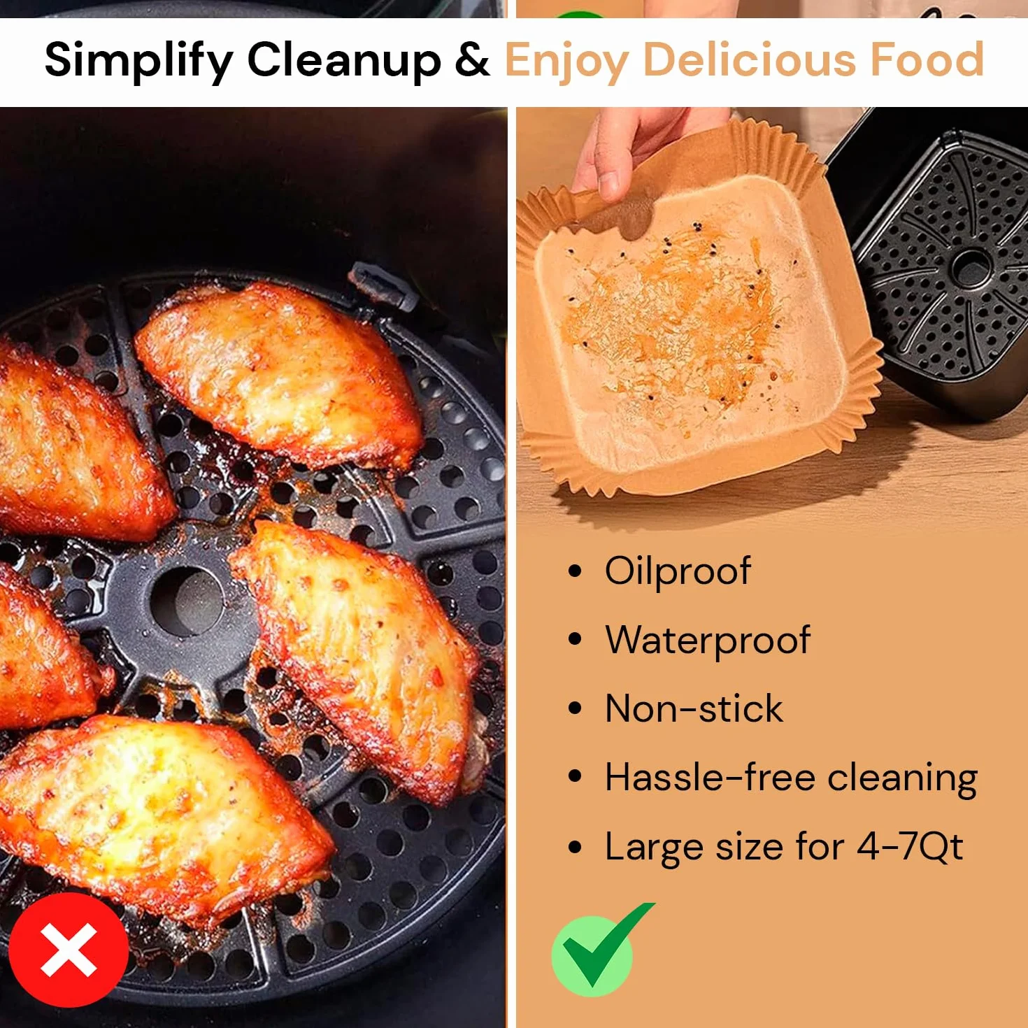 Carta Forno per Friggitrice ad Aria BPA Free 5-8 litri 20-24 cm