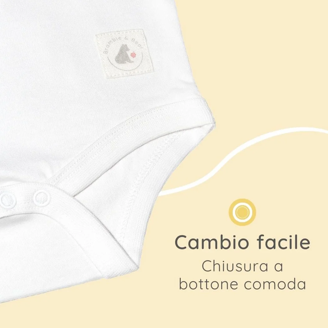 Bramble & Bear Confezione da 3/6 Body a manica corta per bambini - Body unisex in cotone biologico per bambini da 0 a 3 anni