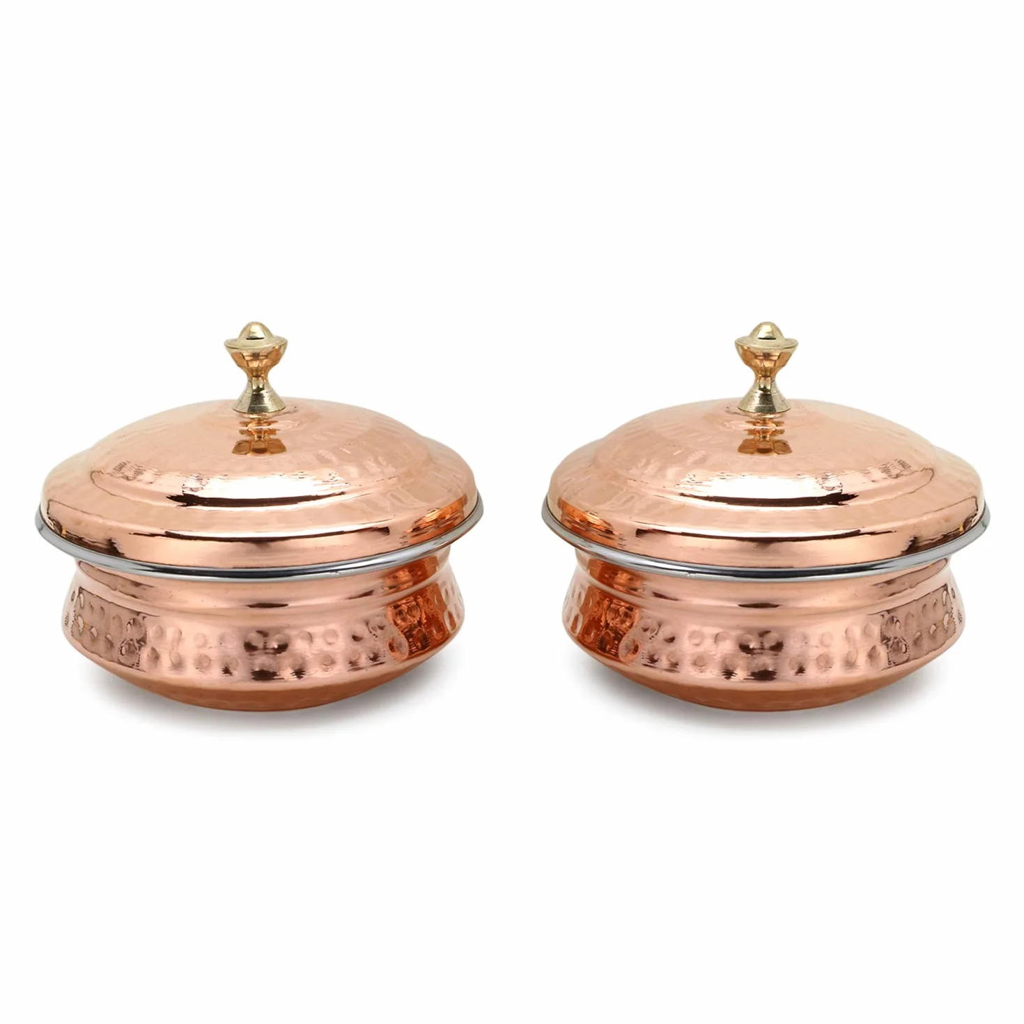 Zap Impex Set da Tavola in Rame Ciotola da Portata Indiano Serveware Handi Set 15 cm