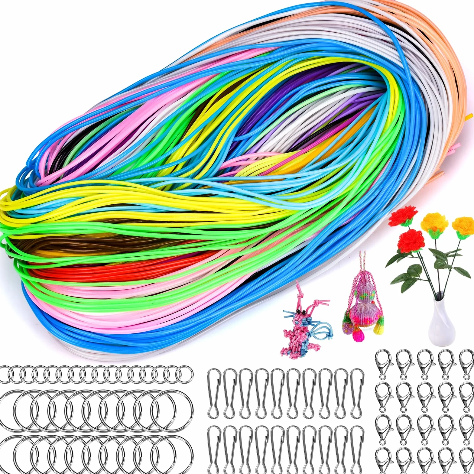 AOKITO 200 Scooby Doo Fili 20 Colori - Kit Creativo con Portachiavi e Ganci per Braccialetti