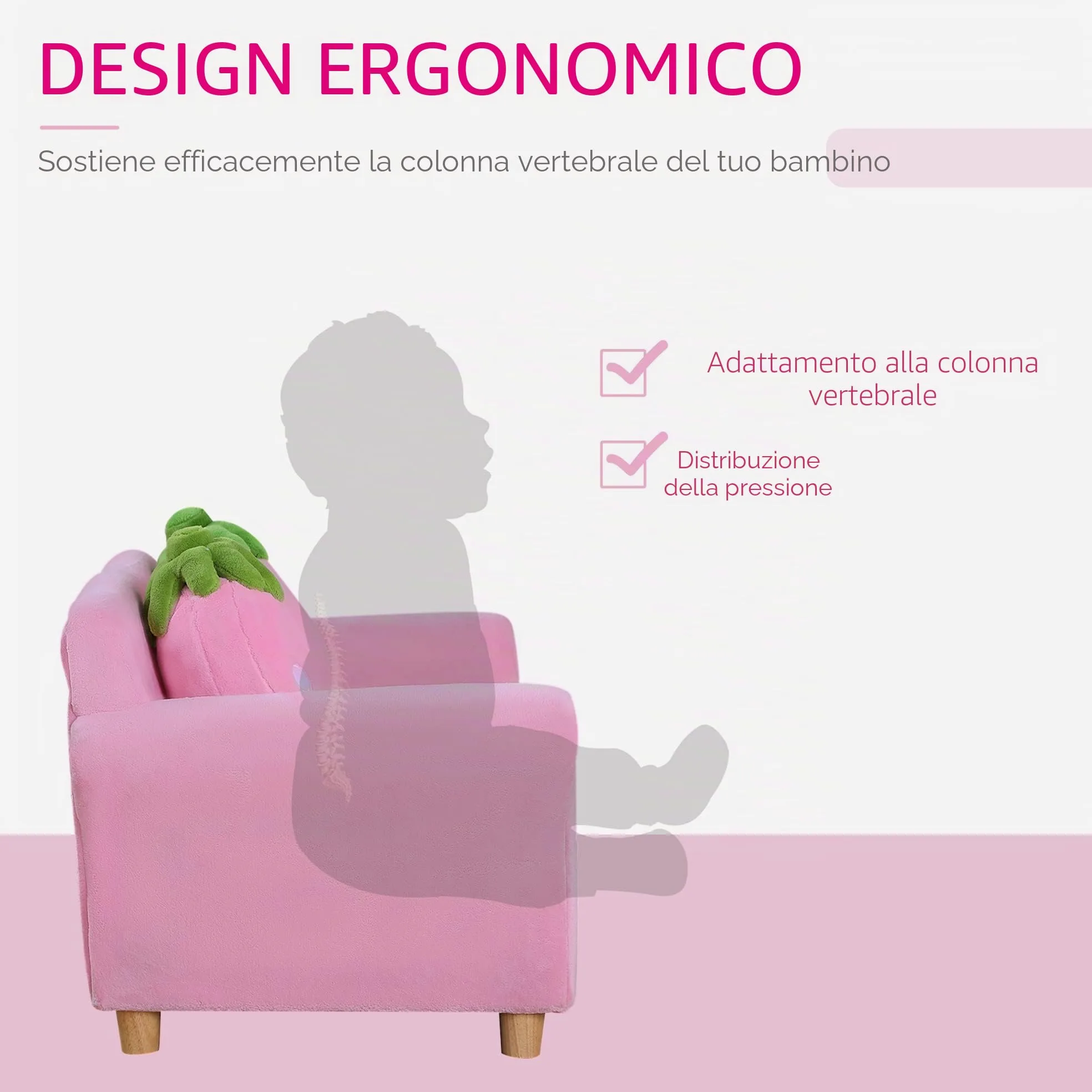 HOMCOM – 55 – 0014 bambini sedia/poltrona/divano/Bambini/doppio/singolo Soft NEU (fragola Sofa)