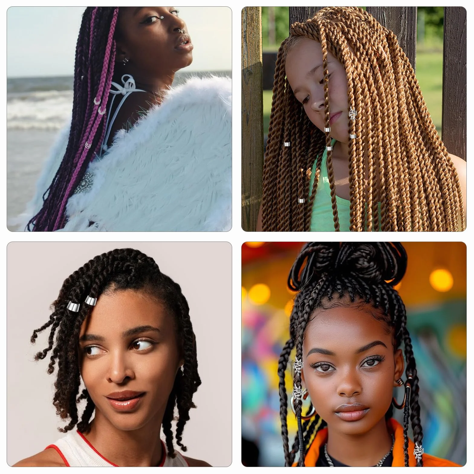 Molain 50 Pezzi Perline Regolabili in Metallo per Dreadlocks Gioielli Capelli Festival